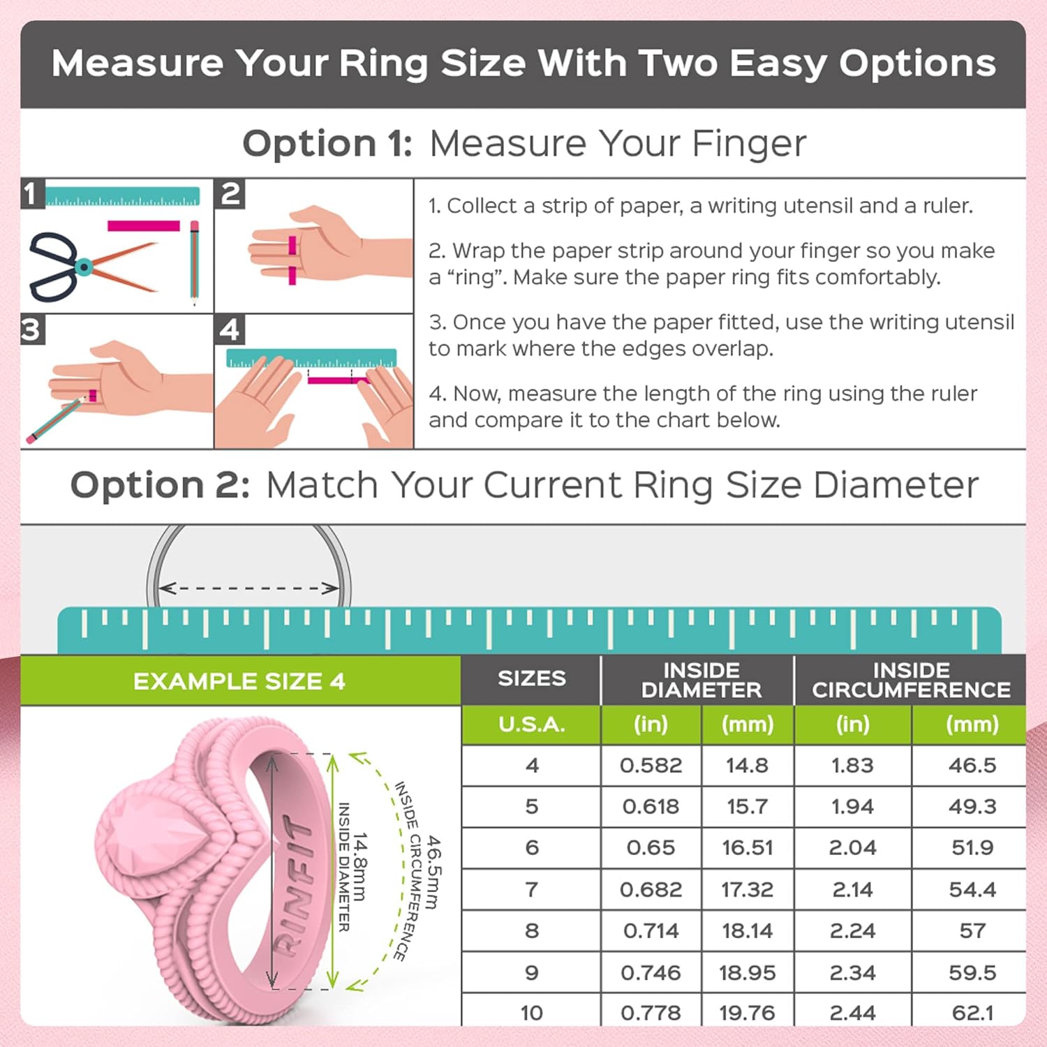 Rinfit – Anillos de silicona para mujer, anillos de boda de goma, alianzas de silicona, colección Pear Diamond