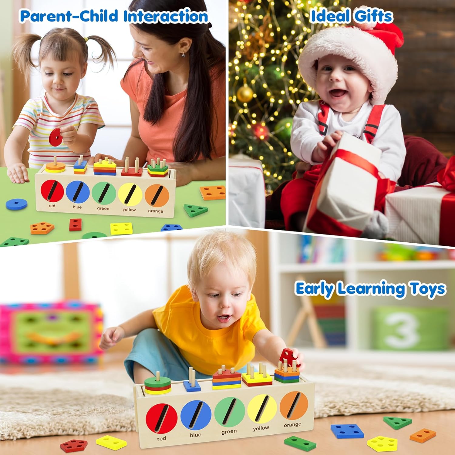 Juguetes Montessori para niños pequeños de 1, 2, 3 años, caja a juego de clasificación de colores y formas, juguetes de aprendizaje temprano para