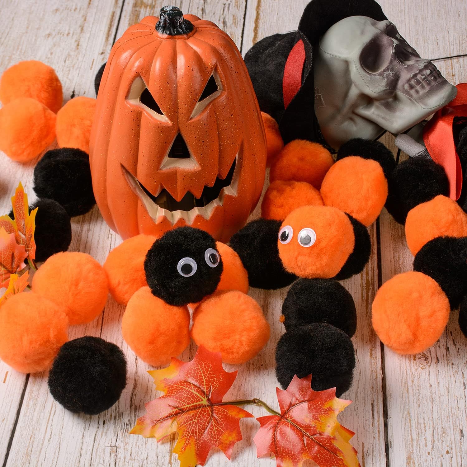 36 bolas de pompón de acrílico para disfraz de Halloween, decoración de pompones grandes para manualidades, bolas de pompones suaves y mullidas para