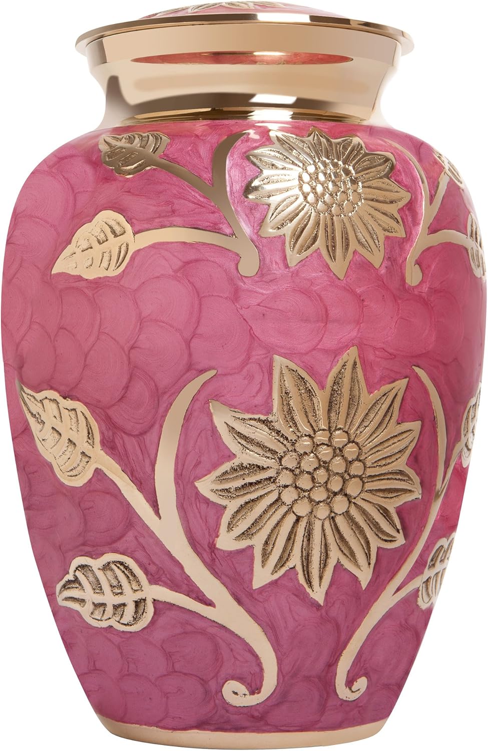 Urna funeraria de flor rosa – Urna de cremación para cenizas humanas – Latón – Adecuado para entierro o nicho de cementerio – Modelo Rose Lisette –