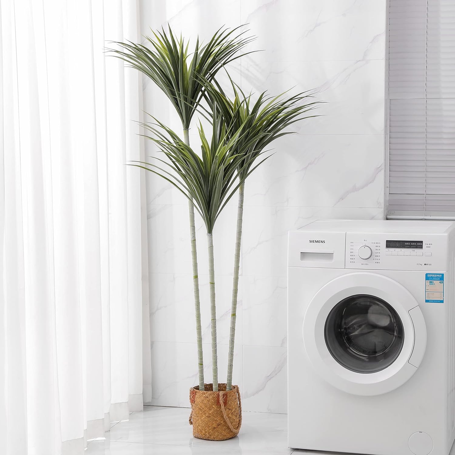 Planta de yuca artificial, árbol falso de 5.5 pies de alto, planta grande en maceta, decoración interior o excepcional