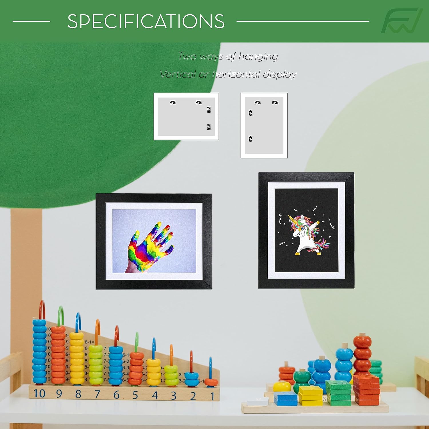 FrameWorks Paquete de 2 marcos de arte de madera de roble claro de 10 x 12.5 pulgadas para niños, marcos para obras de arte infantiles con bordes de