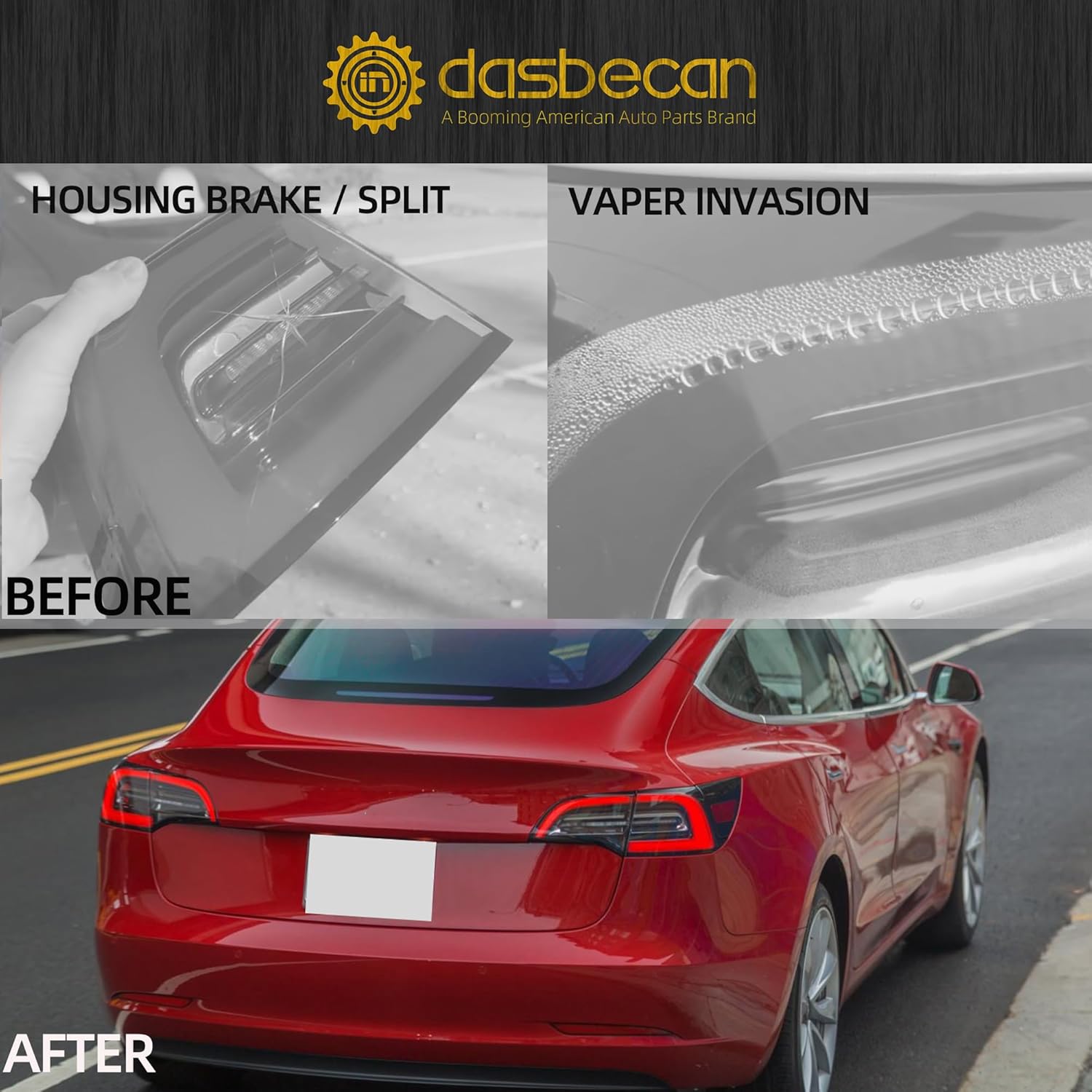 Dasbecan Conjunto de luz trasera trasera izquierda exterior LED compatible con Tesla Model 3 Model Y 2021 2022 2023, reemplaza # 1502086-00-D