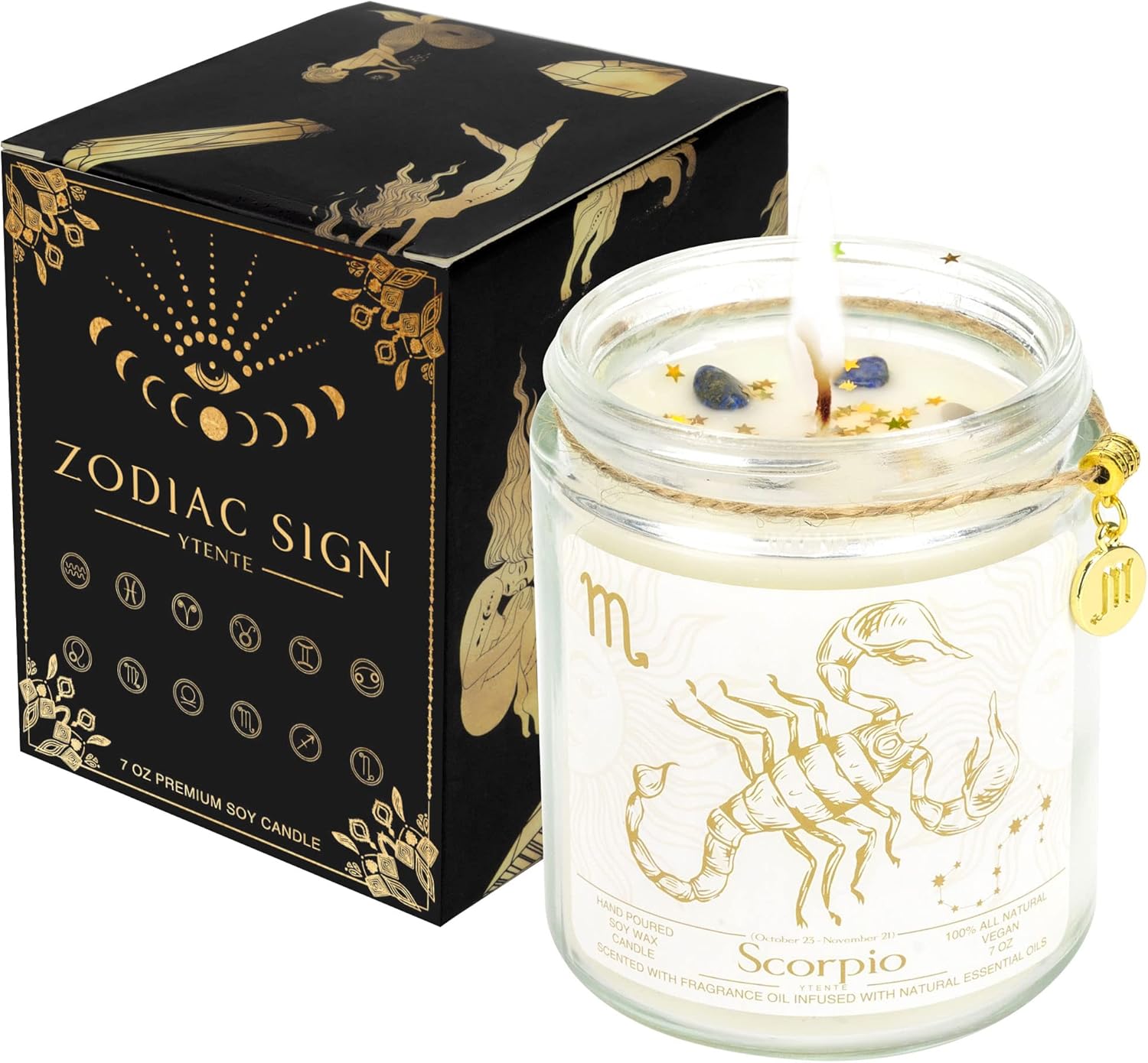 Regalo de velas con signo del zodiaco, velas de cristales del zodiaco, velas de astrología con aroma a lavanda, velas de soya para mejores amigos,