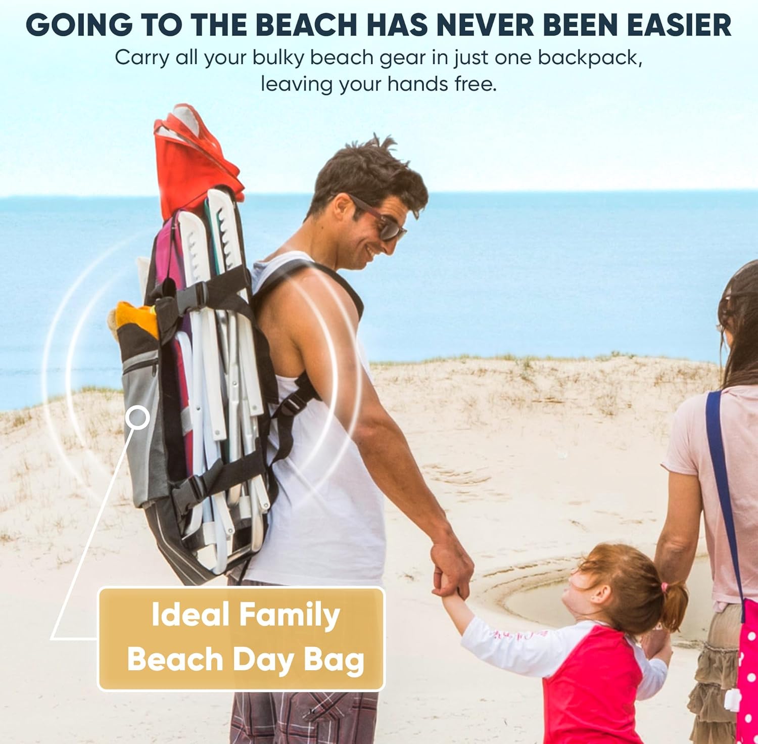 Bolsa de transporte plegable para silla  Mochila grande para silla de playa para 2 sillas de playa, sombrilla, toallas y más accesorios de playa