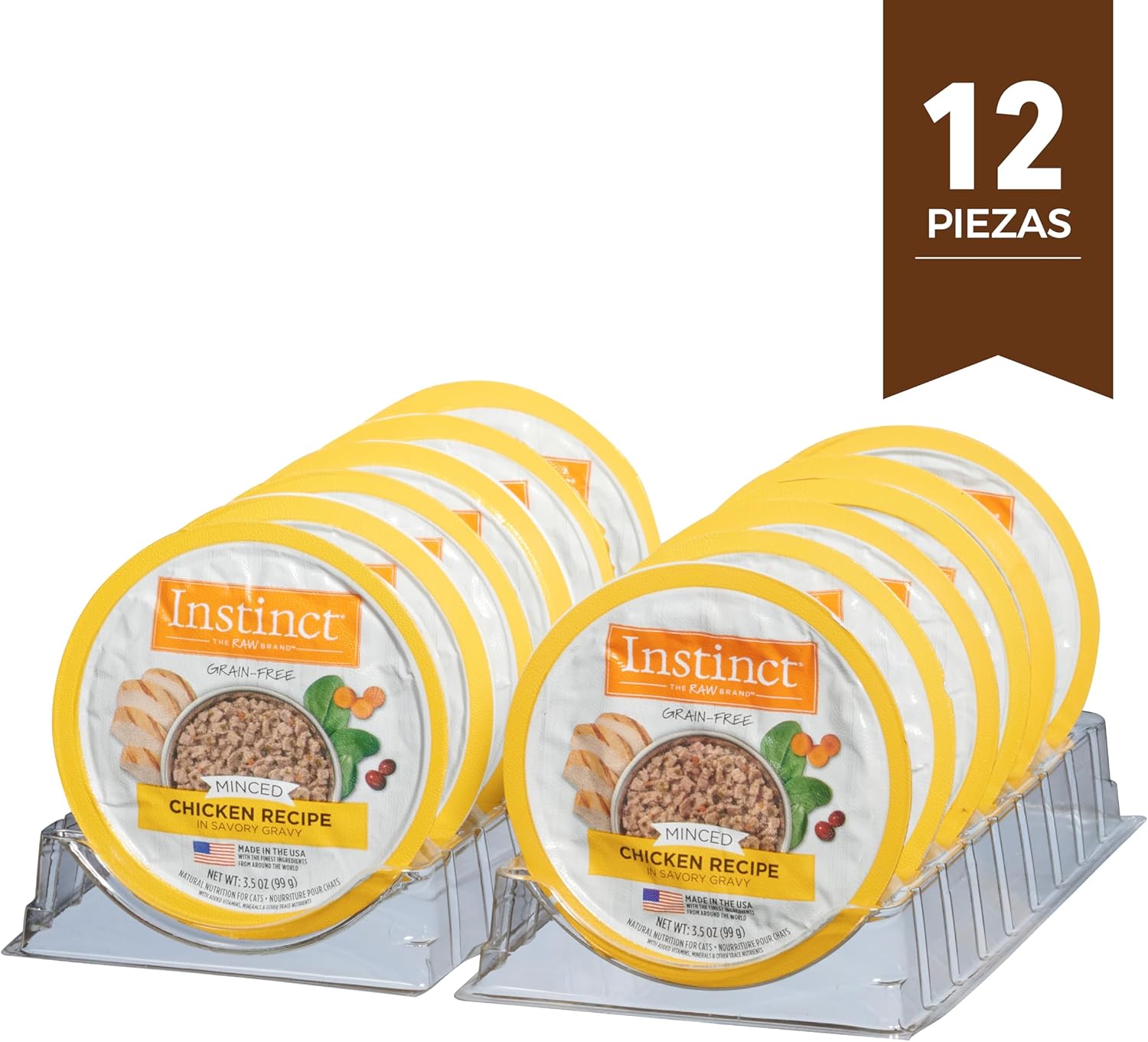Instinct Receta picada sin granos con pollo real, comida húmeda natural para gatos, tazas de 3.5 onzas (caja de 12)