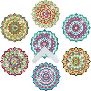 sinceroduct Kit de posavasos de pintura de diamante, hermoso patrón de mandala, posavasos de pintura de diamante con soporte, kits de arte de sinceroduct Kit de posavasos de pintura de diamante, hermoso patrón de mandala, posavasos de pintura de diamante con soporte, kits de arte de
