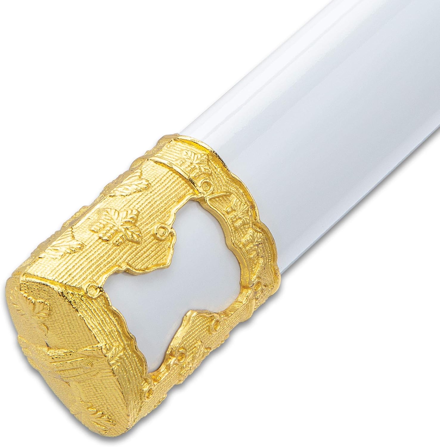 Katana de loto blanco con vaina de madera brillante, hoja de acero de alto carbono, mango de madera, envoltura de cables, accesorios de aleación de