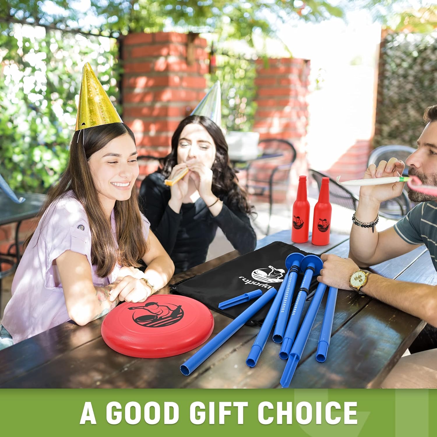 ropoda Outdoor Games – Flying Disc Game Set, Fun Bottle Drop Yard Games with Friend and Family, Portable Disc Toss Game for Lawn and Beach with