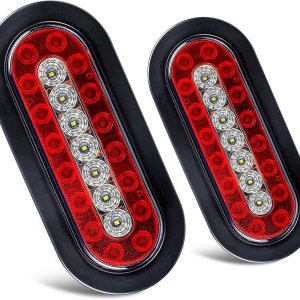 2 luces traseras LED ovaladas rojas de 6 pulgadas, luces de remolque IP67, impermeables, luces de freno para camión, RV, barco, autobús, remolque, 2 luces traseras LED ovaladas rojas de 6 pulgadas, luces de remolque IP67, impermeables, luces de freno para camión, RV, barco, autobús, remolque,
