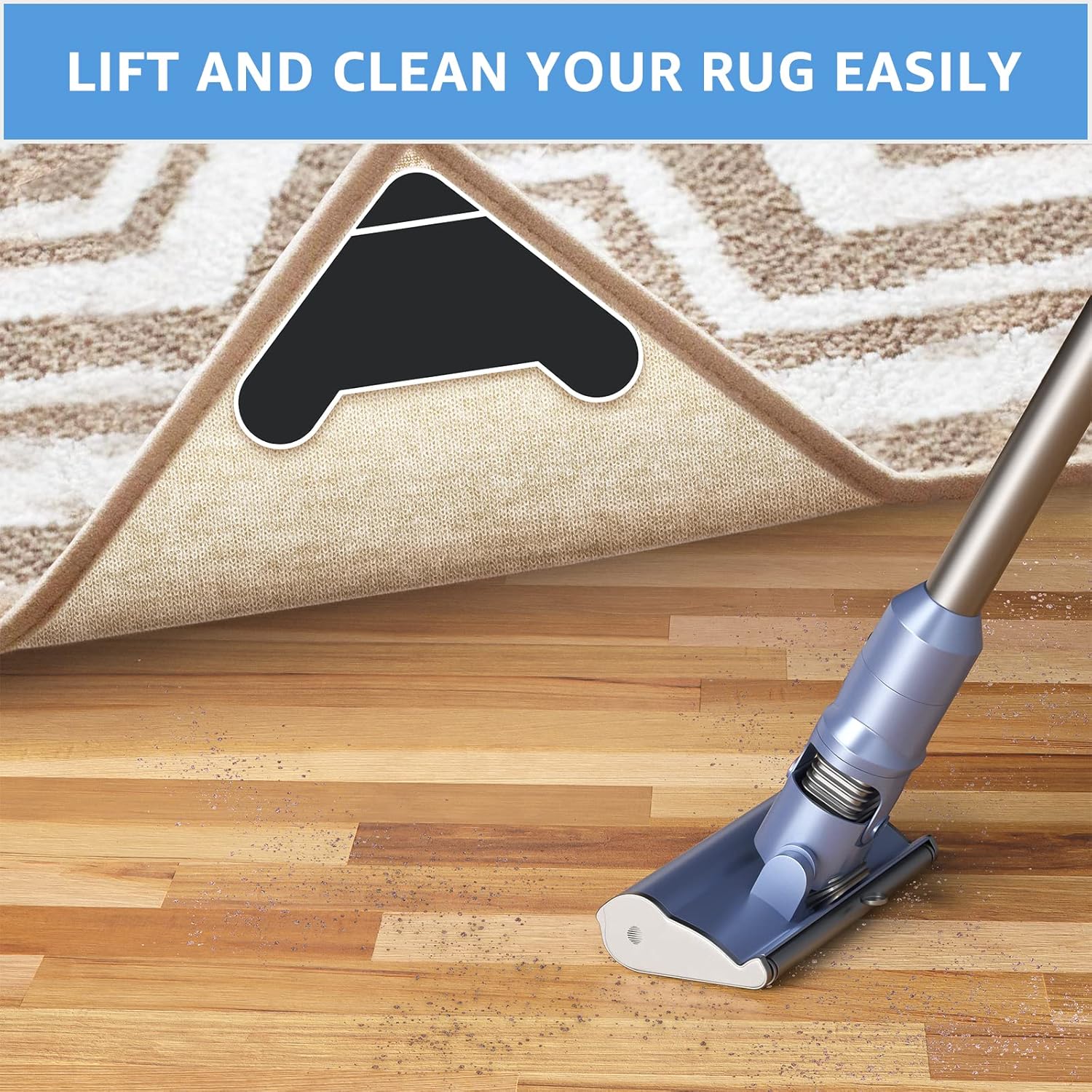 Lakuti 16 pinzas para alfombras, almohadillas antideslizantes de doble cara para suelos de madera dura y azulejos, cinta adhesiva reutilizable y