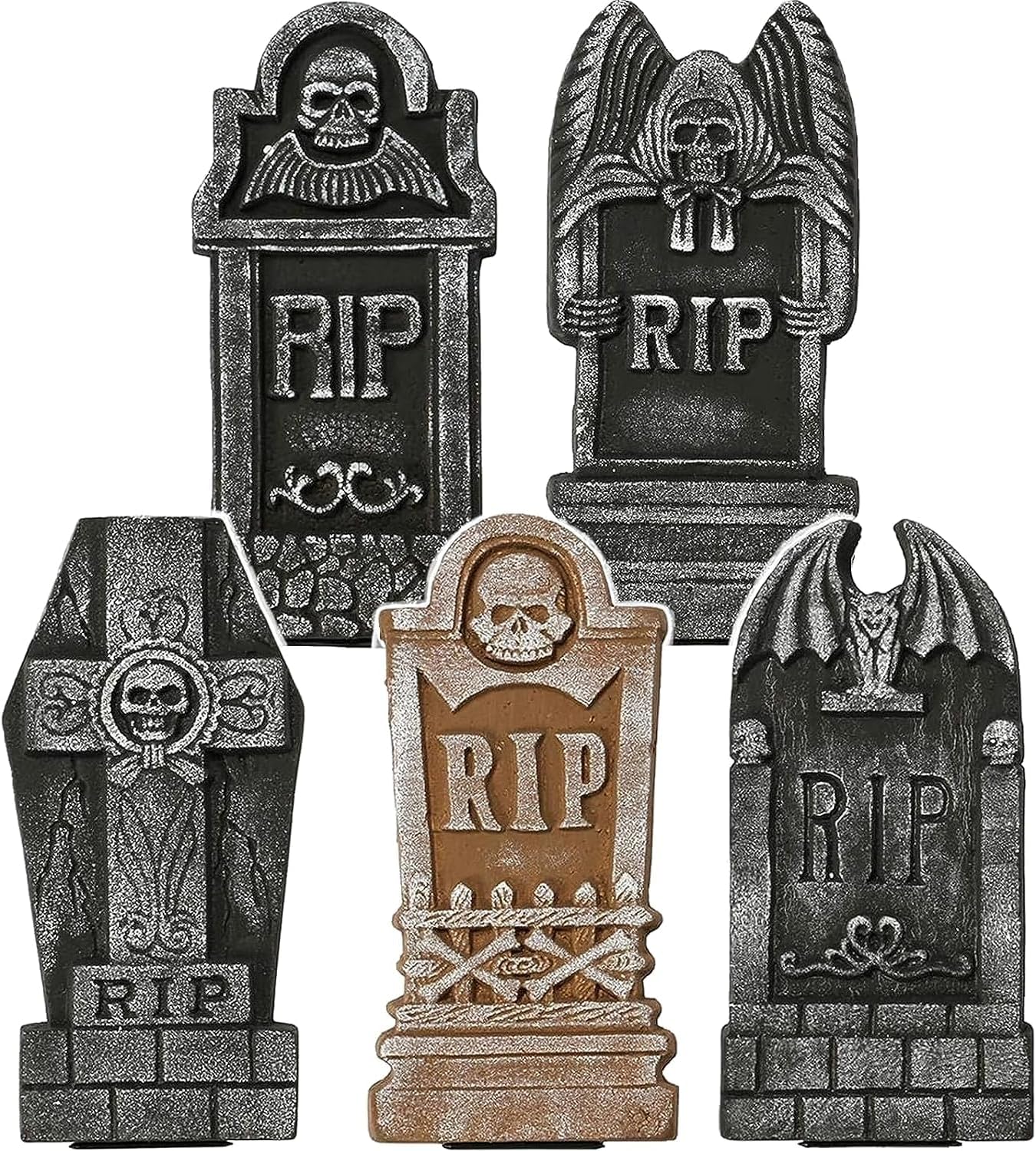 Lápidas de Halloween para exteriores, 5 estilos, lápidas para cementerio, Halloween, RIP, cementerio, lápidas, accesorios para decoración de patio