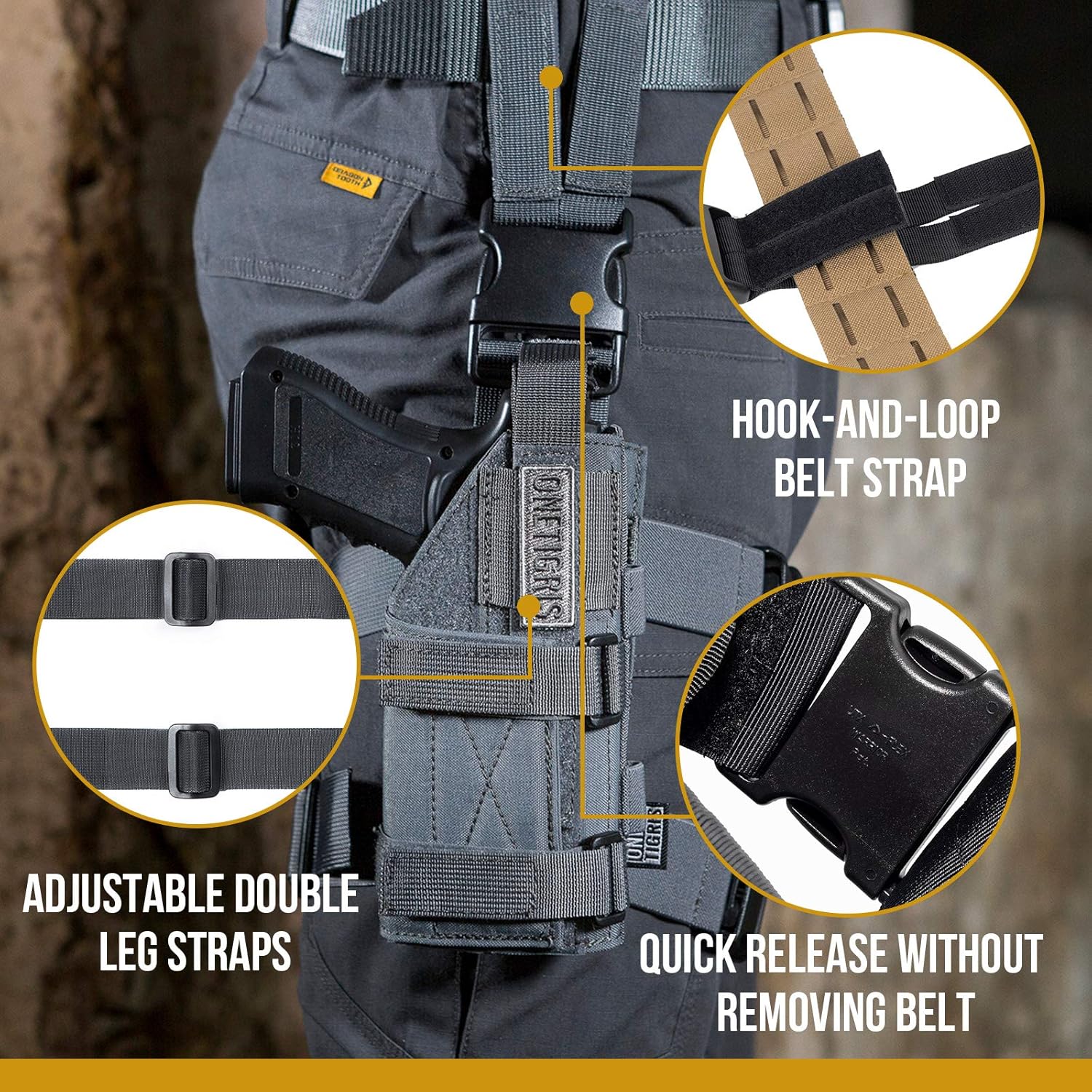 OneTigris Mini panel Molle para herramientas, plataforma táctica de pierna caída, minimalista, ajustable, para linterna
