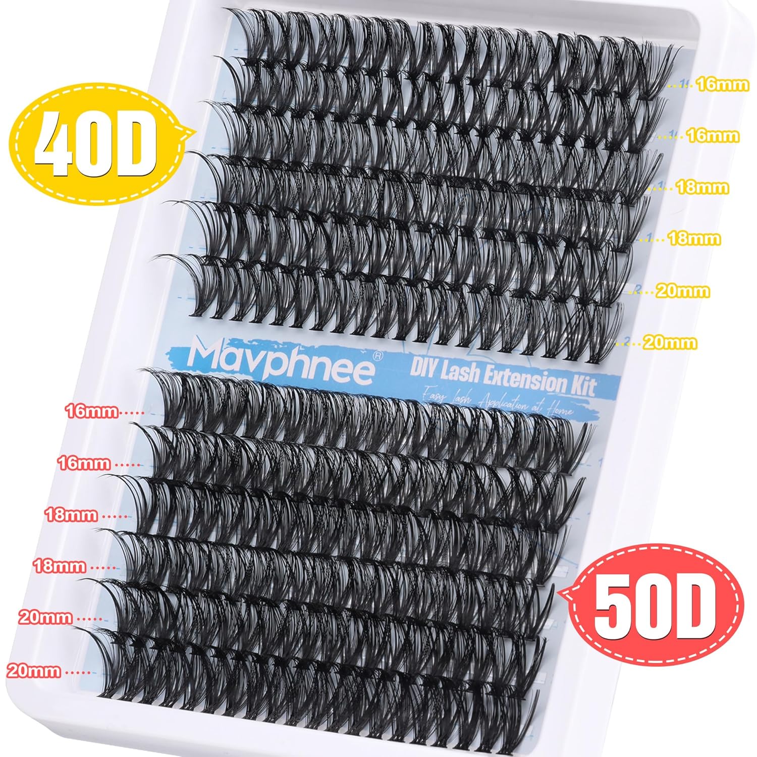 Mavphnee – 240 extensiones de pestañas individuales de 0.63 a 0.78 pulgadas, dramáticas, largas, esponjosas, rizadas en D, paquete de 240