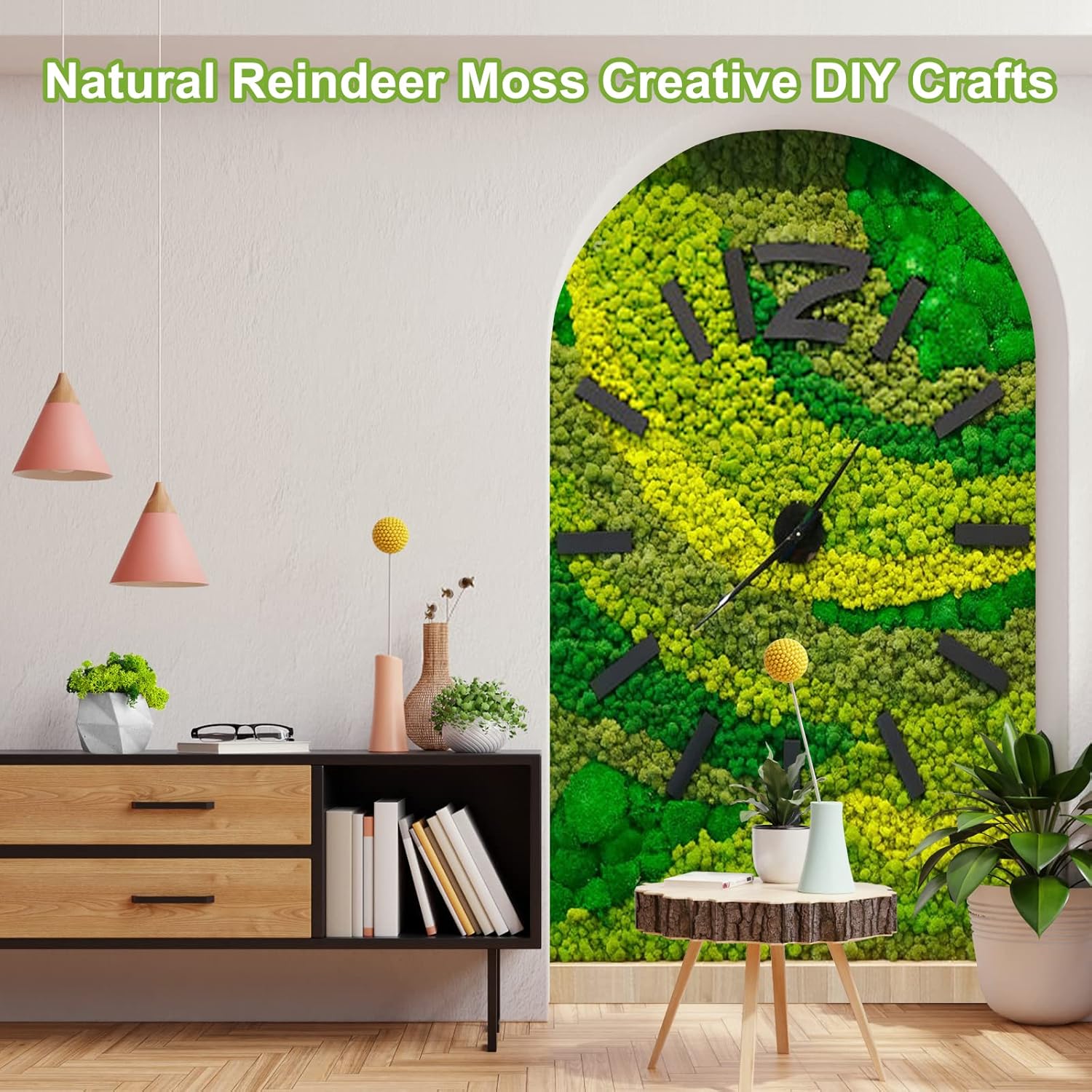 Pextian Musgo verde preservado para manualidades, musgo de reno de 8 onzas para plantas en maceta, musgo artificial decorativo para bodas,