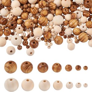 1010 cuentas de madera sin terminar, cuentas redondas de madera natural, 7 tamaños, cuentas espaciadoras de madera surtidas para hacer manualidades 1010 cuentas de madera sin terminar, cuentas redondas de madera natural, 7 tamaños, cuentas espaciadoras de madera surtidas para hacer manualidades