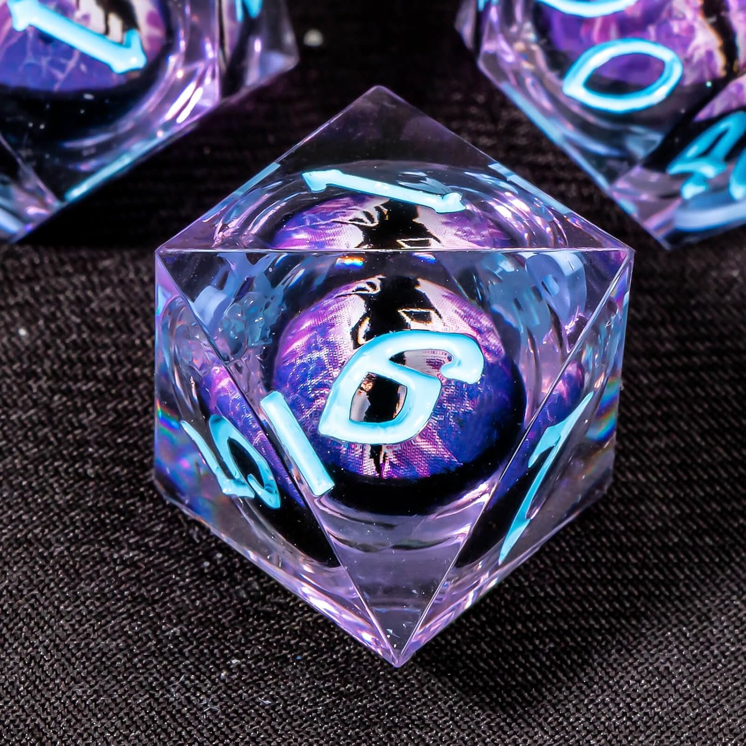 OUKELANWO Sharp Edge – Juego de dados DND con núcleo líquido con caja, 7 piezas de dados poliédricos D&D de Calabozos y Dragones, D&D flotantes, RPG