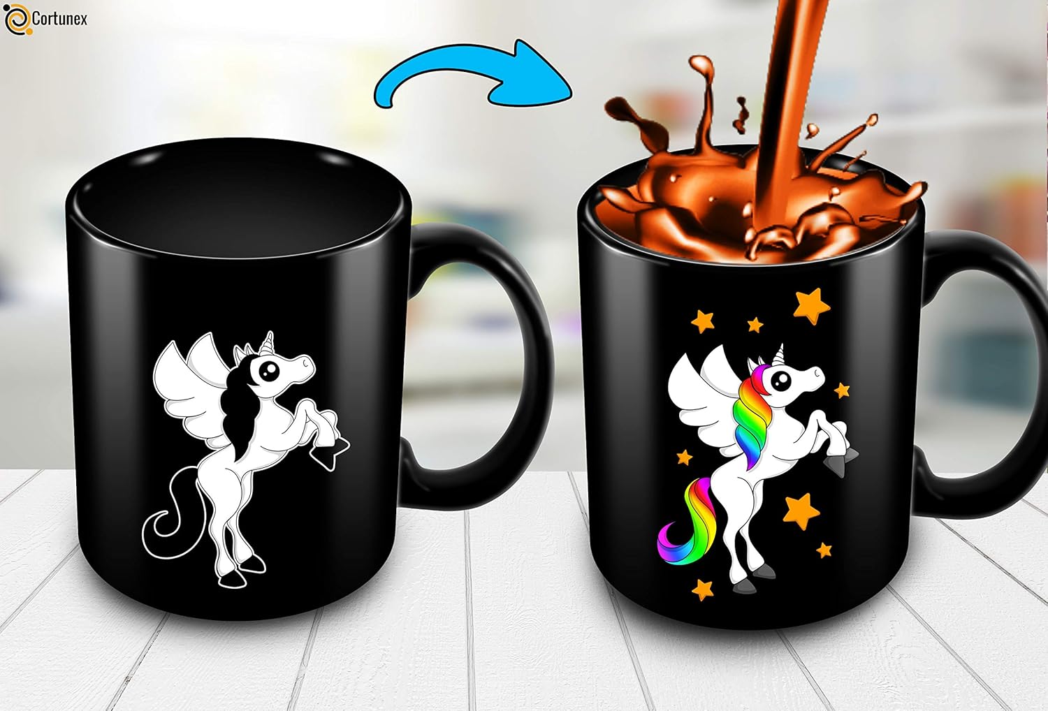 Taza sensible al calor  Taza de café que cambia de color  Taza de café divertida  Preciosa taza de lindas caricaturas  Gran taza para el día del