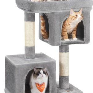 FEANDREA Árbol de gato para gatos grandes percha ampliada de 22 pulgadas torre de gato interior 2 condominios de felpa y postes rascadores de sisal FEANDREA Árbol de gato para gatos grandes percha ampliada de 22 pulgadas torre de gato interior 2 condominios de felpa y postes rascadores de sisal