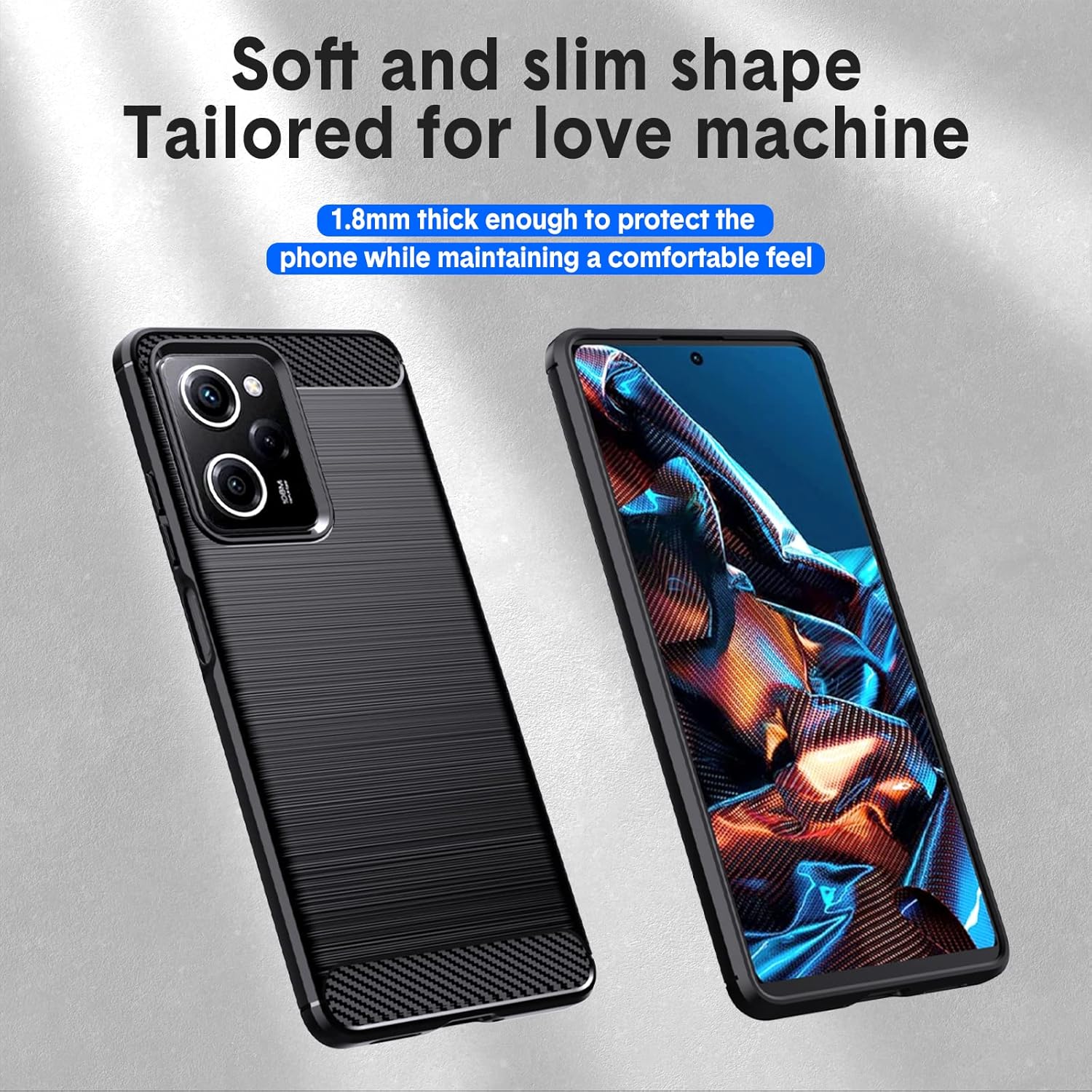 Natbok Funda compatible con Xiaomi Poco F5 5G, TPU flexible textura cepillada antideslizante protección militar a prueba de golpes, funda delgada