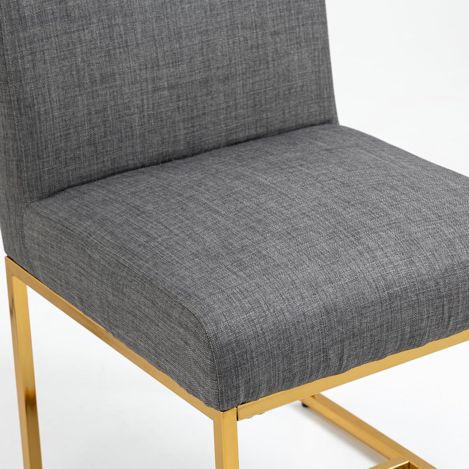 Newnno Juego de 2 sillas de comedor modernas de mediados de siglo, sillas tapizadas de lino con respaldo alto para cocina y comedor con marco de