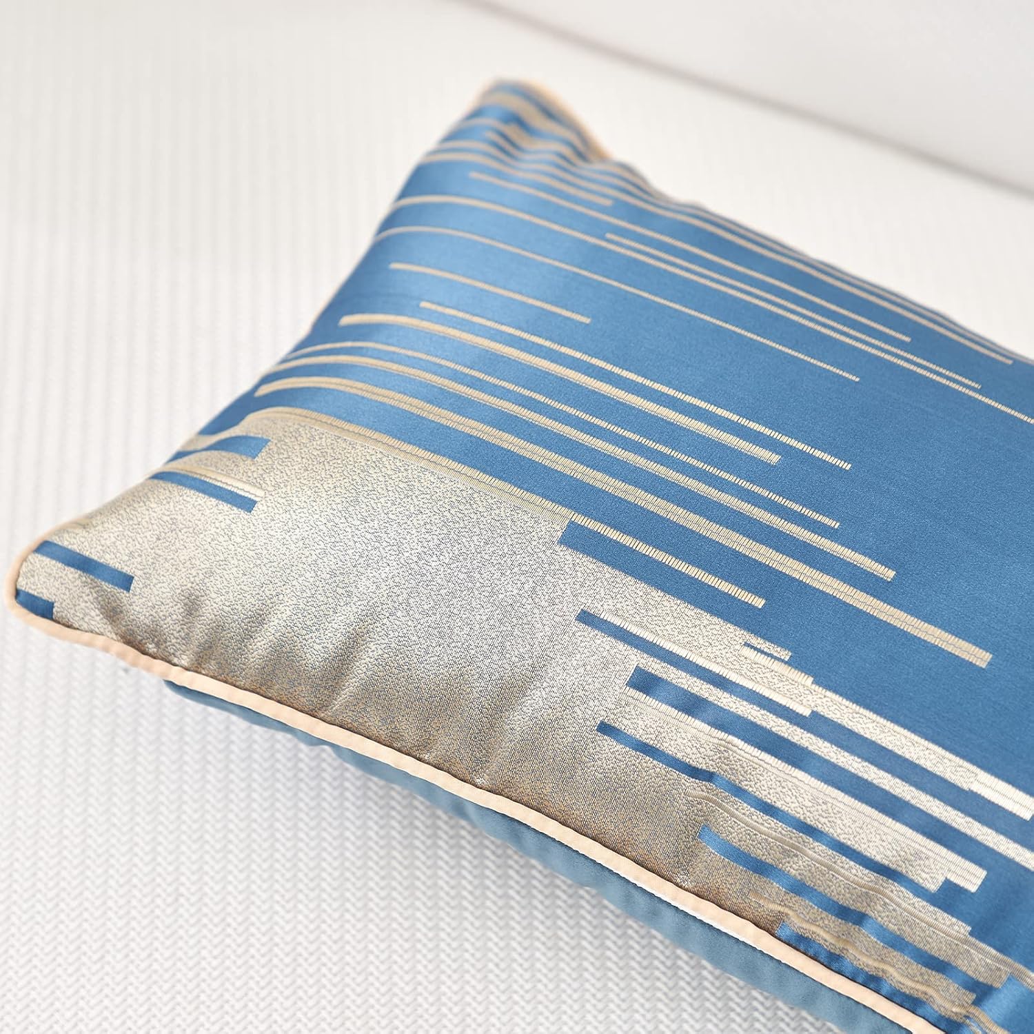 Aeckself Paquete de 2 fundas de almohada rectangulares de jacquard de alta precisión con rayas geométricas modernas, fundas decorativas para sofá,