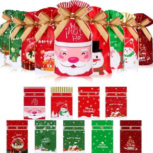 108 bolsas de dulces de Navidad a granel, bolsas de regalo de Navidad con cordón de regalo, bolsas de plástico para regalo de Navidad, bolsas de 108 bolsas de dulces de Navidad a granel, bolsas de regalo de Navidad con cordón de regalo, bolsas de plástico para regalo de Navidad, bolsas de