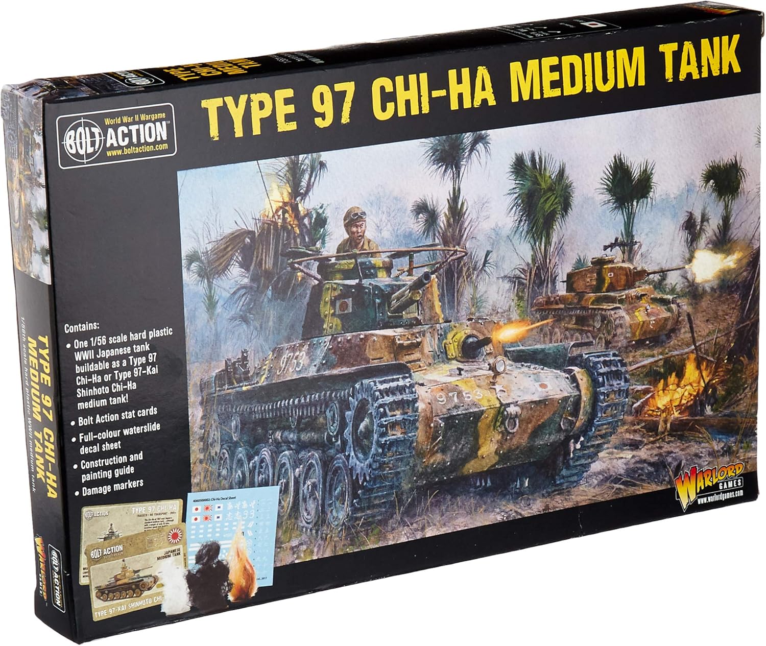 Bolt Action Tipo 97 Chi-Ha Tanque Medio Japonés 156 WWII Guerra Mundial Kit de Modelo de Plástico