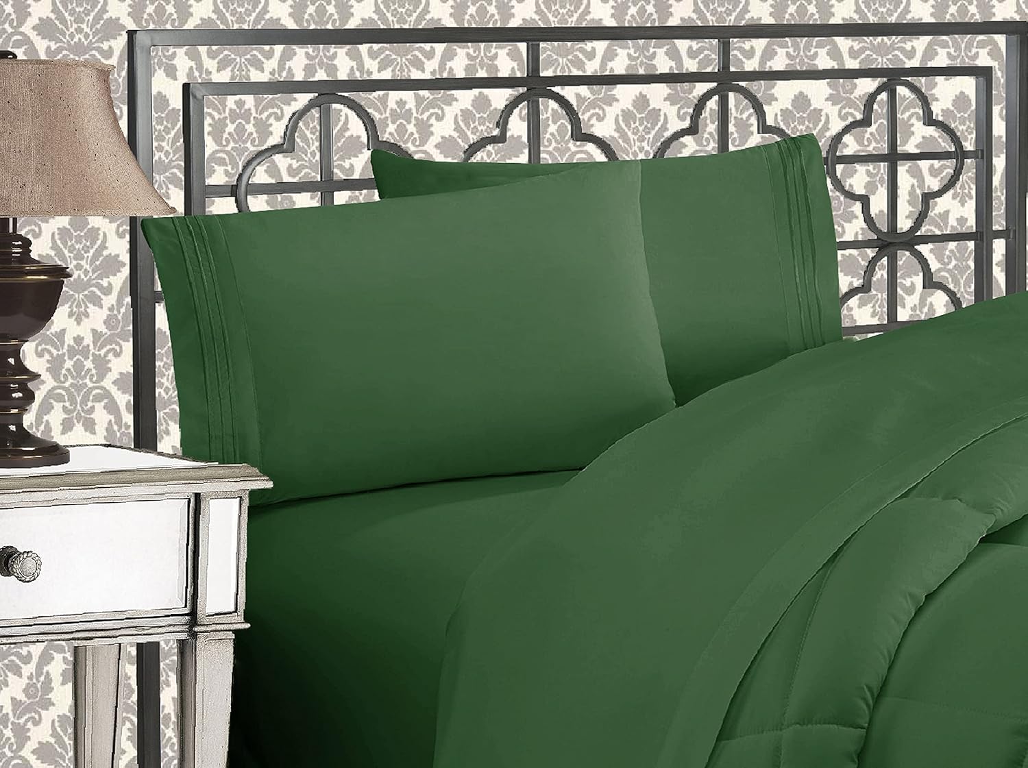 Elegant Comfort Juego de sábanas de 4 piezas de microfibra de alta calidad hotelera 1500 resistente a las arrugas y a la decoloración, ultra suave,
