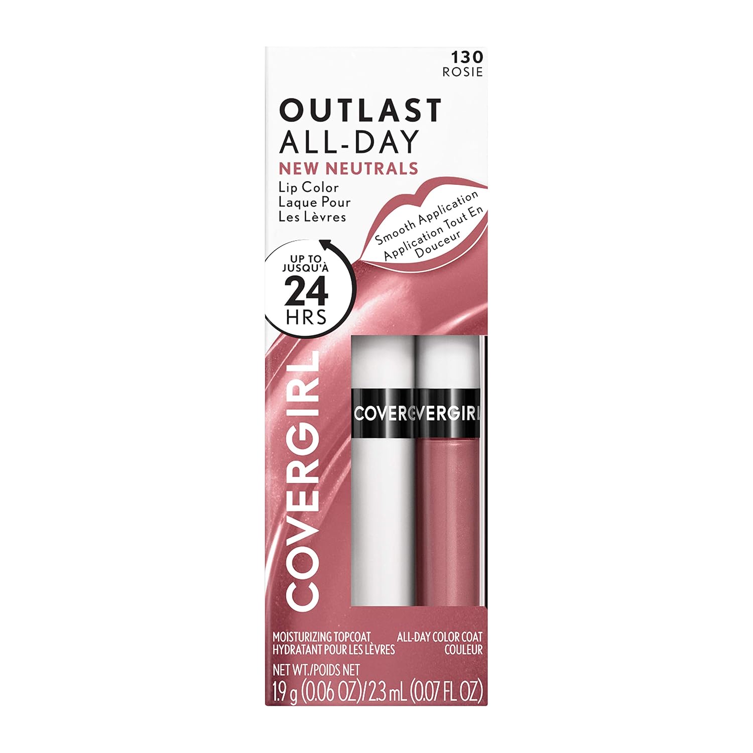 Covergirl Outlast – Color de labios para todo el día con capa superior hidratante, nueva colección Neutrals Shade, Rosie, 0.06 onzas (paquete de 1)