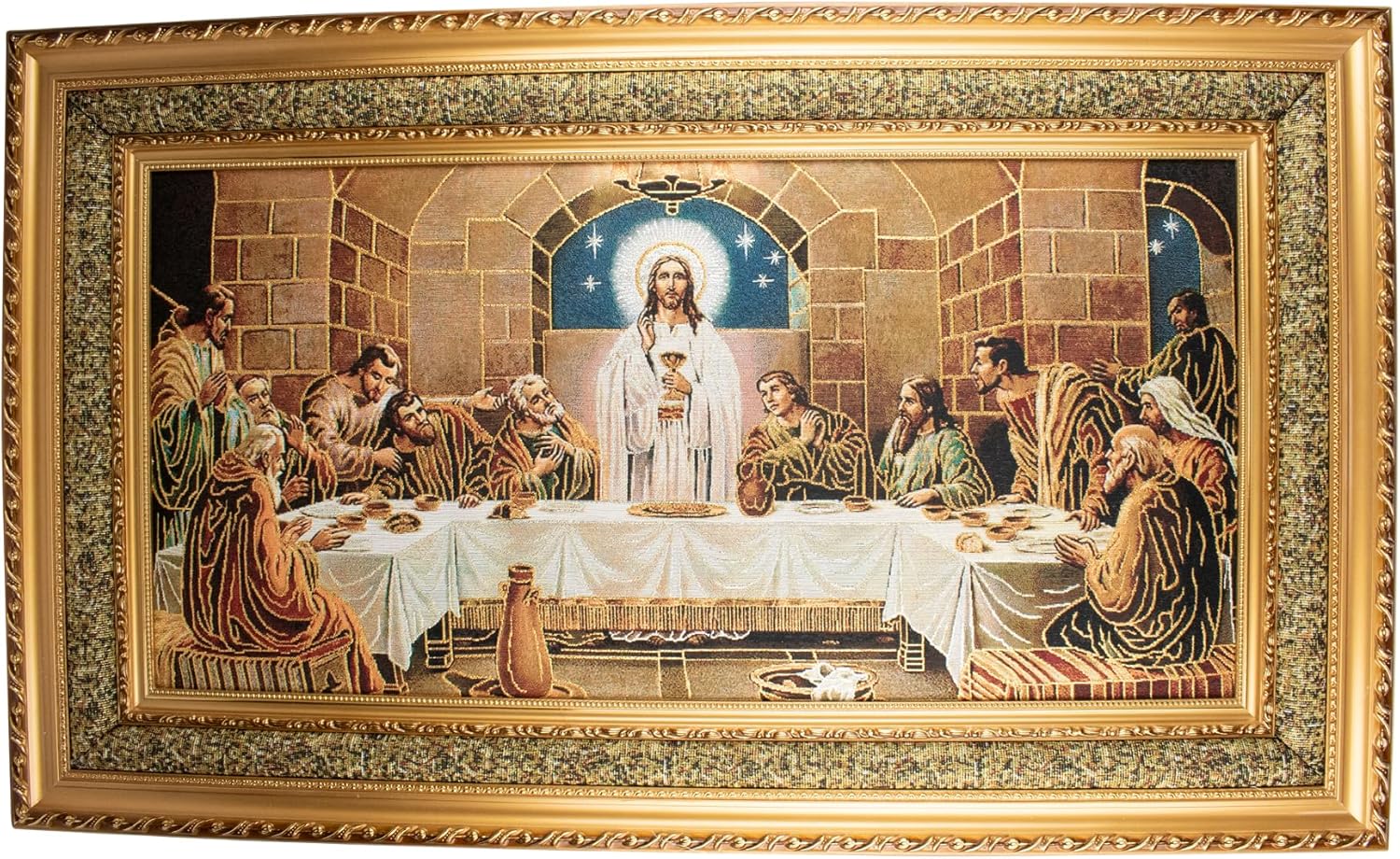DVDmatinemovies – Marco de tapiz de última cena con diseño dorado – Disponible en 19 x 34 pulgadas, 23 x 39 pulgadas, 13 x 25 pulgadas – Decoración