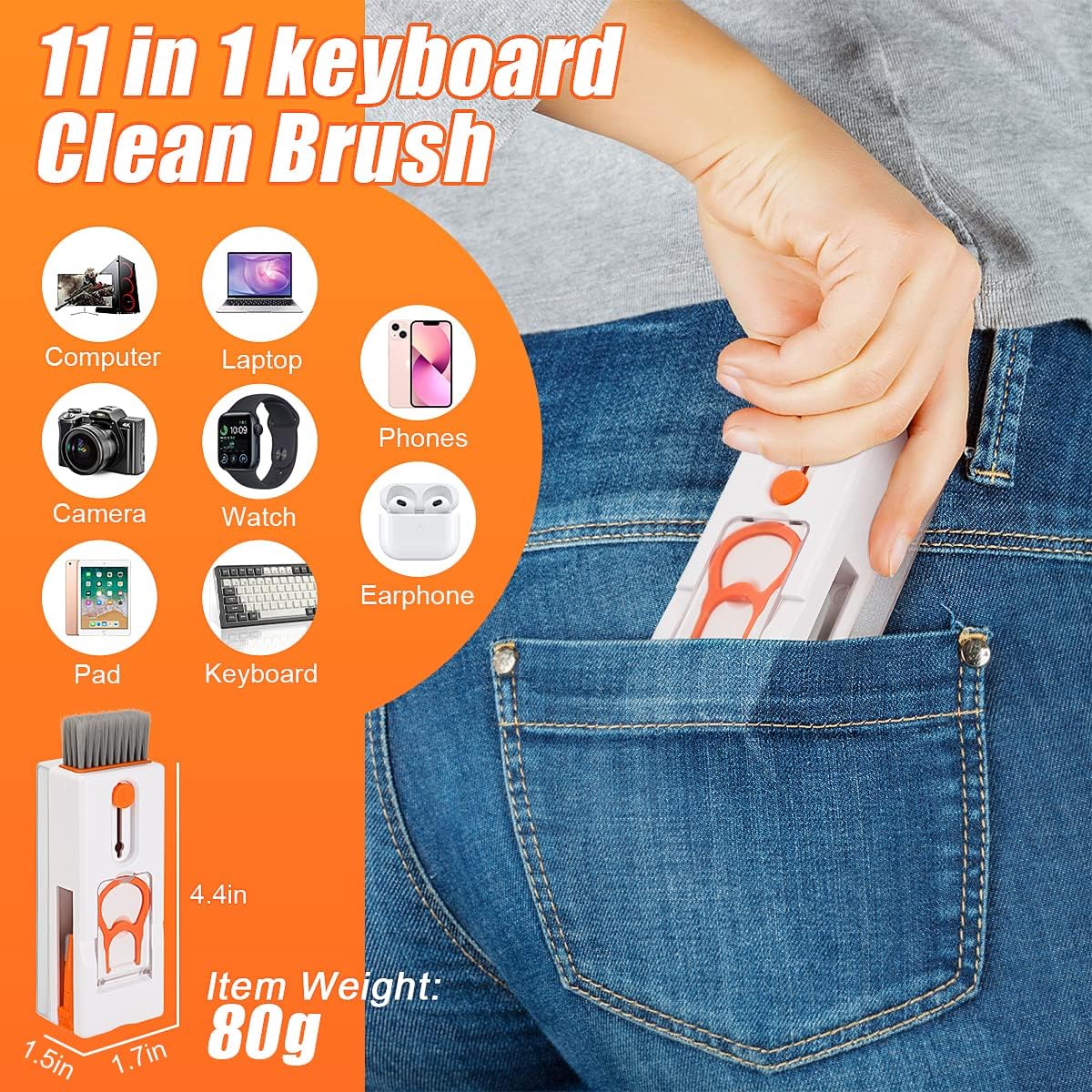 Kit limpiador de teclado para portátil 11 en 1, kit limpiador de Airpod con cepillo para lente de cámara, kit limpiador electrónico para