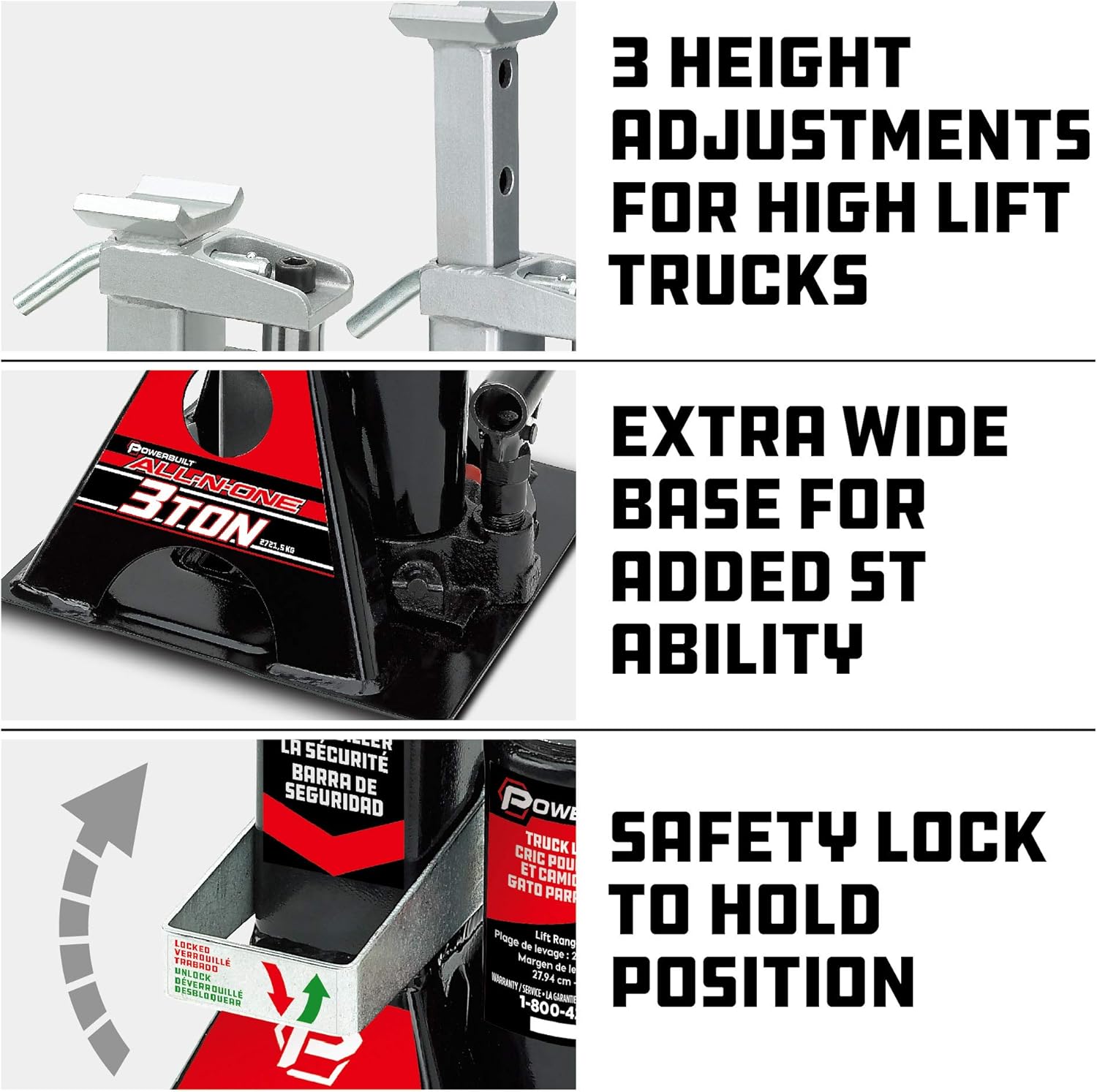 Powerbuilt 3 toneladas, gato de botella y gato soportes en uno, elevador de coche todo en uno de 6000 libras, Unijack para vehículos resistentes,
