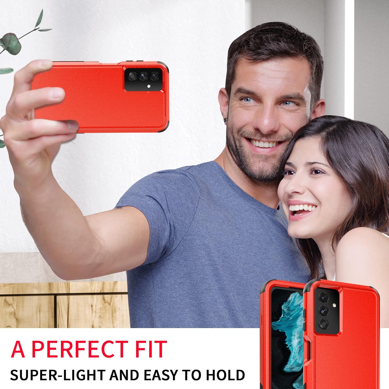 Unitedtime – Funda para Galaxy A13  Protección contra caídas resistente a prueba de golpes Militar Bumper Funda para teléfono  Resistente (rojo)