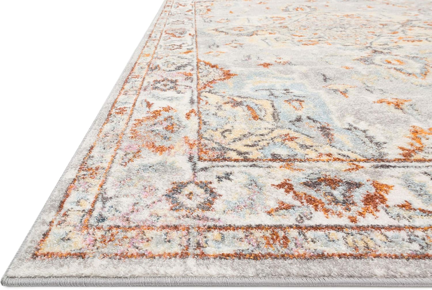 Loloi Clara Collection CLA-03 – Alfombra de área de 5 pies 3 pulgadas x 7 pies 7 pulgadas, grismarfil