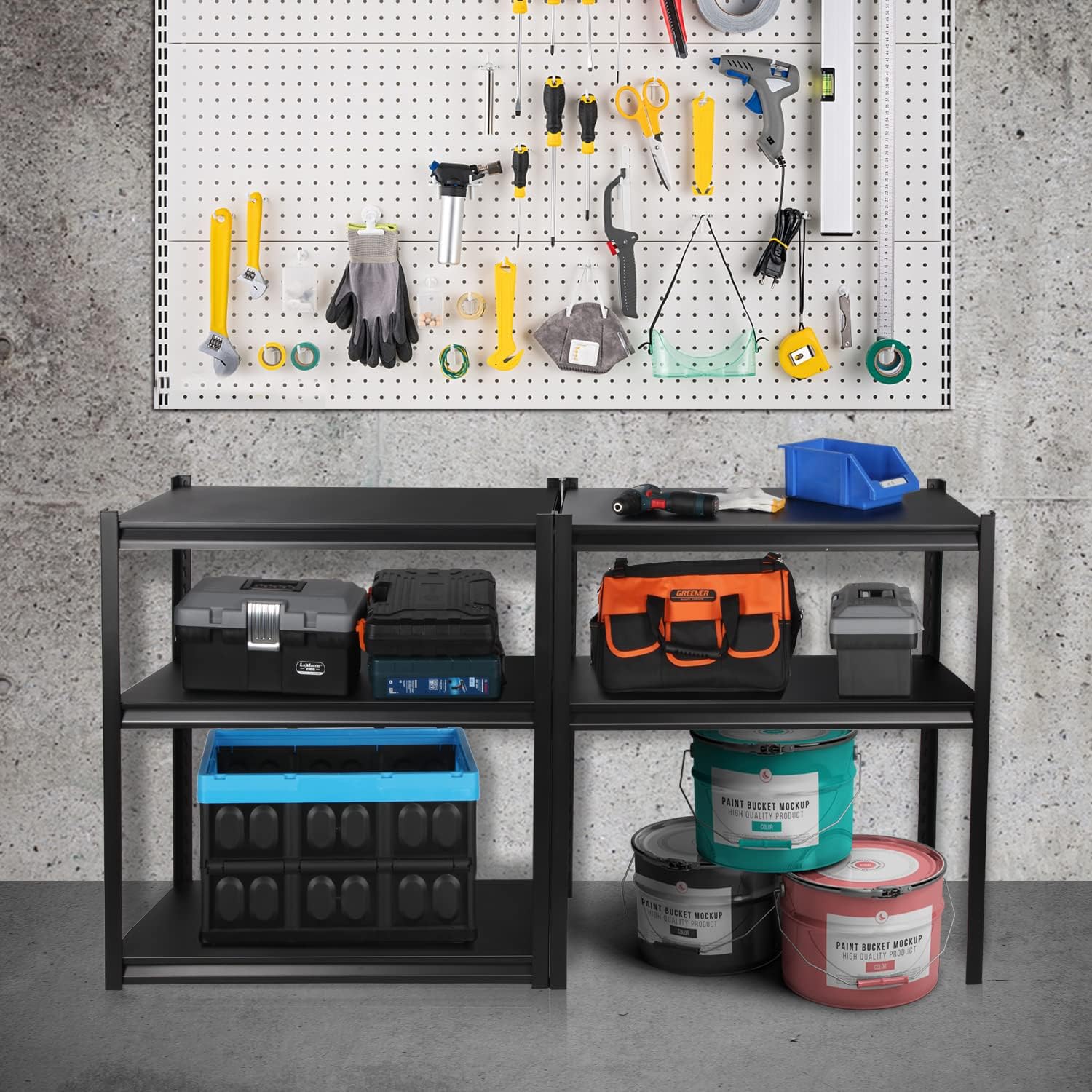 PACHIRA E-Commerce Estantería de garaje de 72 pulgadas, estantes de almacenamiento de metal de 5 niveles, estante de cocina ajustable, estanterías
