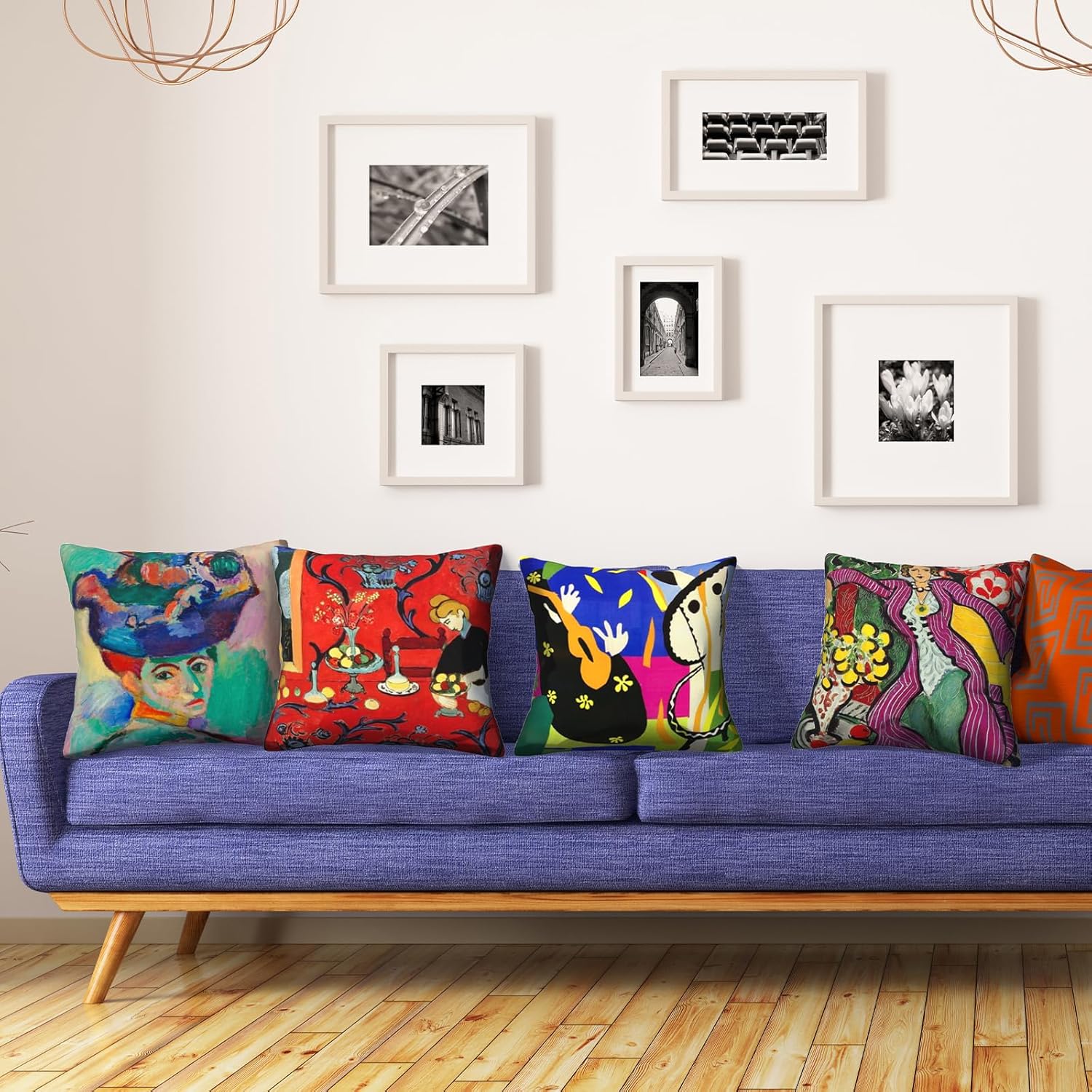 HOSTECCO Juego de 4 fundas de almohada artísticas de 18 x 18 pulgadas, fundas de almohada decorativas de Henri Matisse con diseño de Harmony in Red