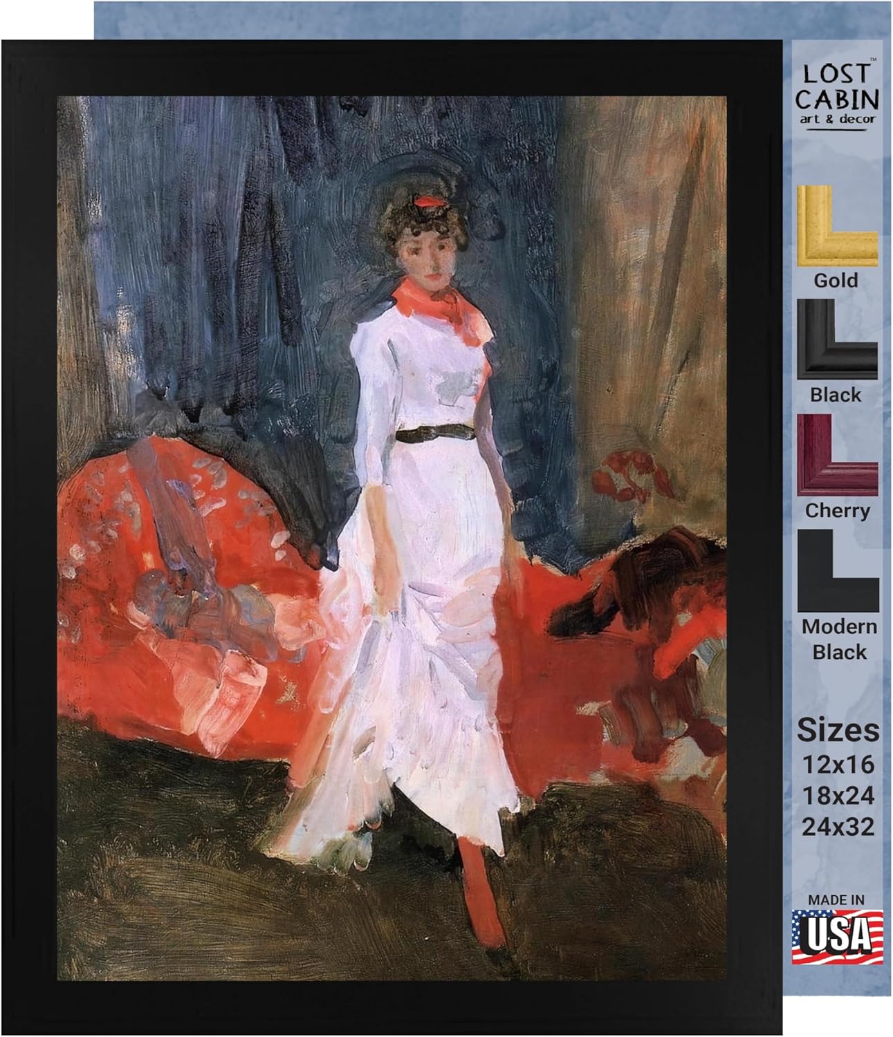 Arreglo de cabaña perdida en rosa, rojo y morado de James Abbott Whistler  Impresión en marco plano negro  Reproducción de pintura de obras de arte