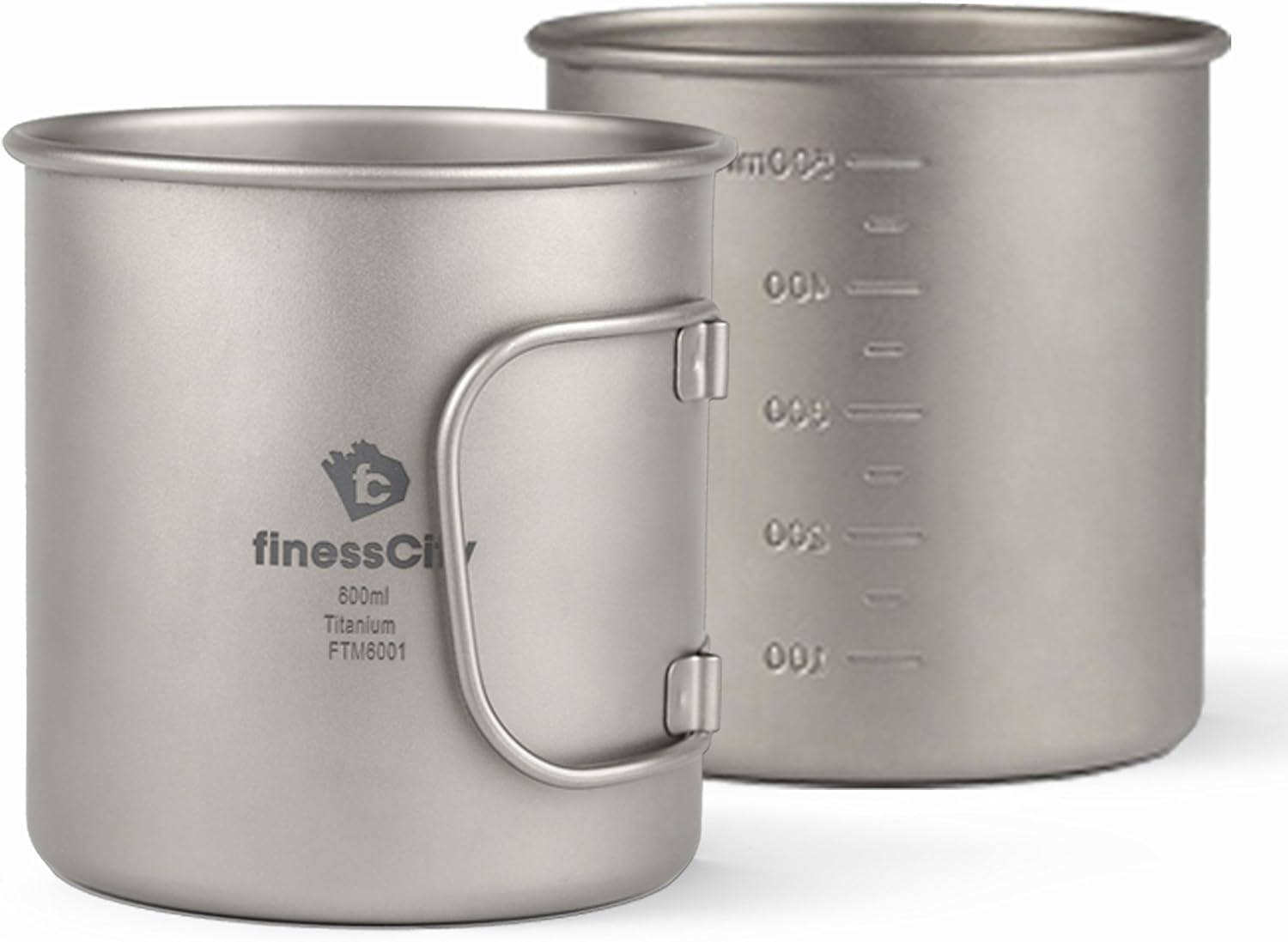 Taza de titanio (15 onzas líquidas 20 onzas líquidas) – Taza para acampar con marcas de medida, extra resistente ultra ligera (Ti), saludable y
