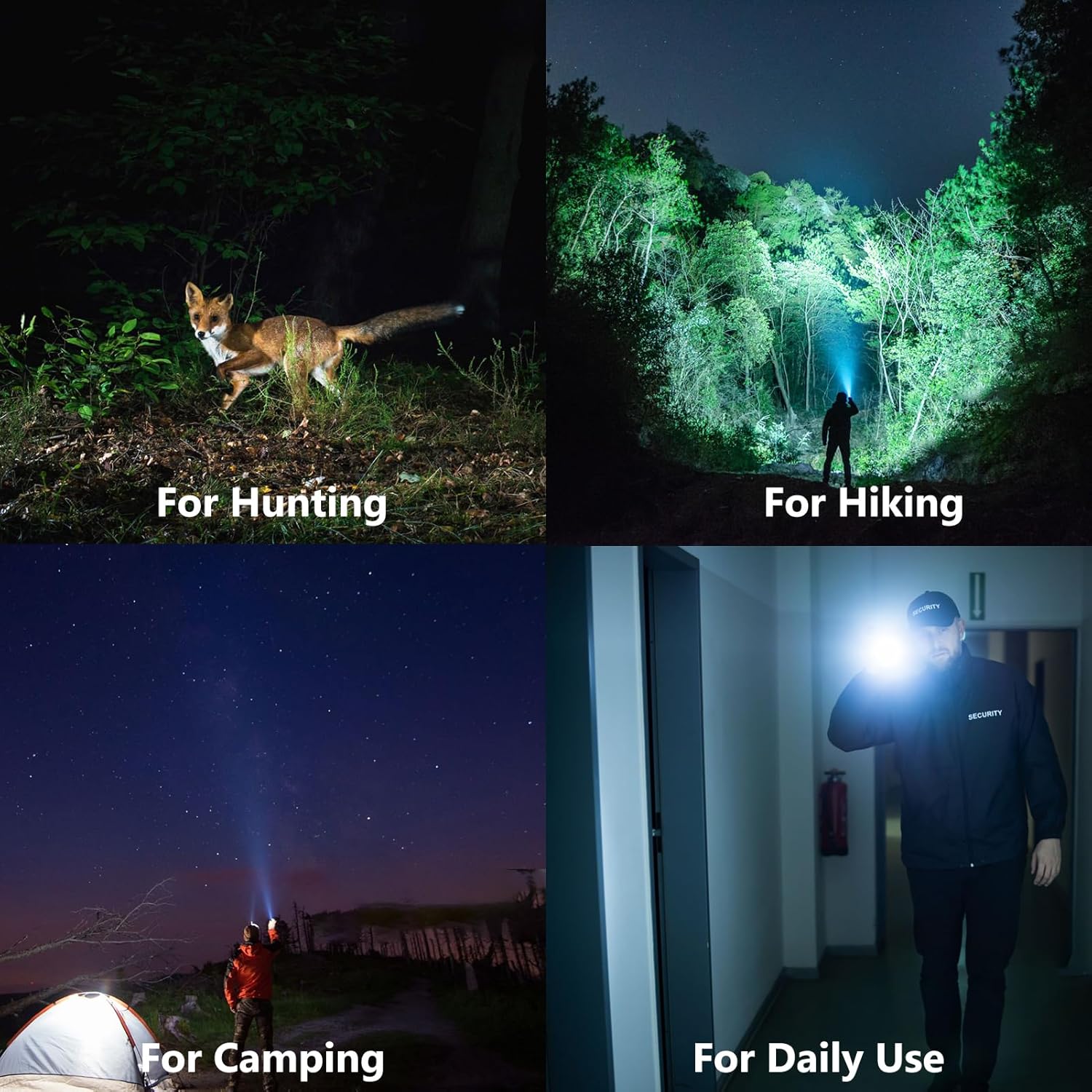 GearOZ Linterna de foco de caza, 90000LUX luz de punto recargable IP68 impermeable de mano LED luz de caza con filtro rojo verde para caza coyotes