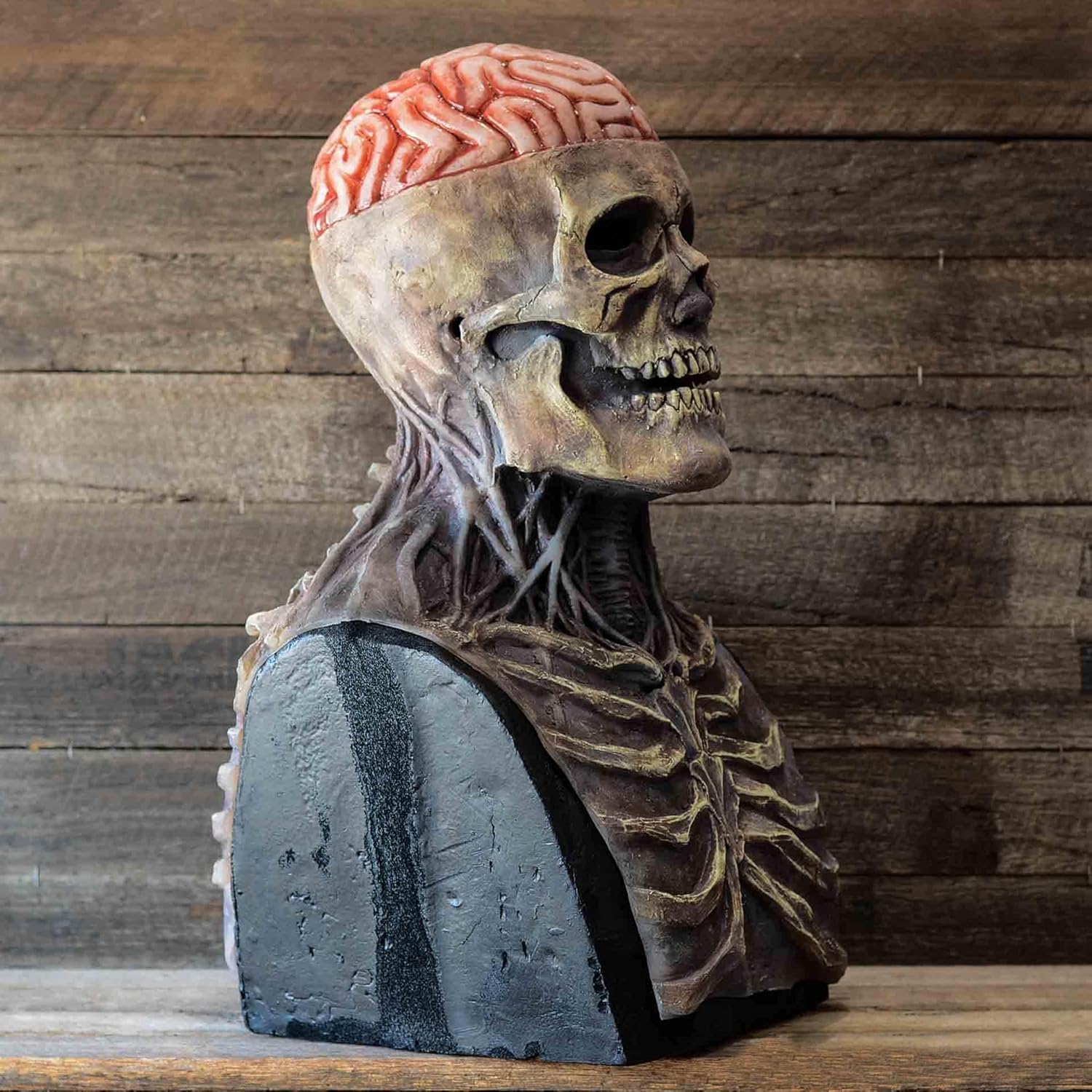 Máscara de látex de calavera de cerebro desnudo, máscara de calavera de Halloween, máscara de calavera en movimiento, disfraces de Halloween,