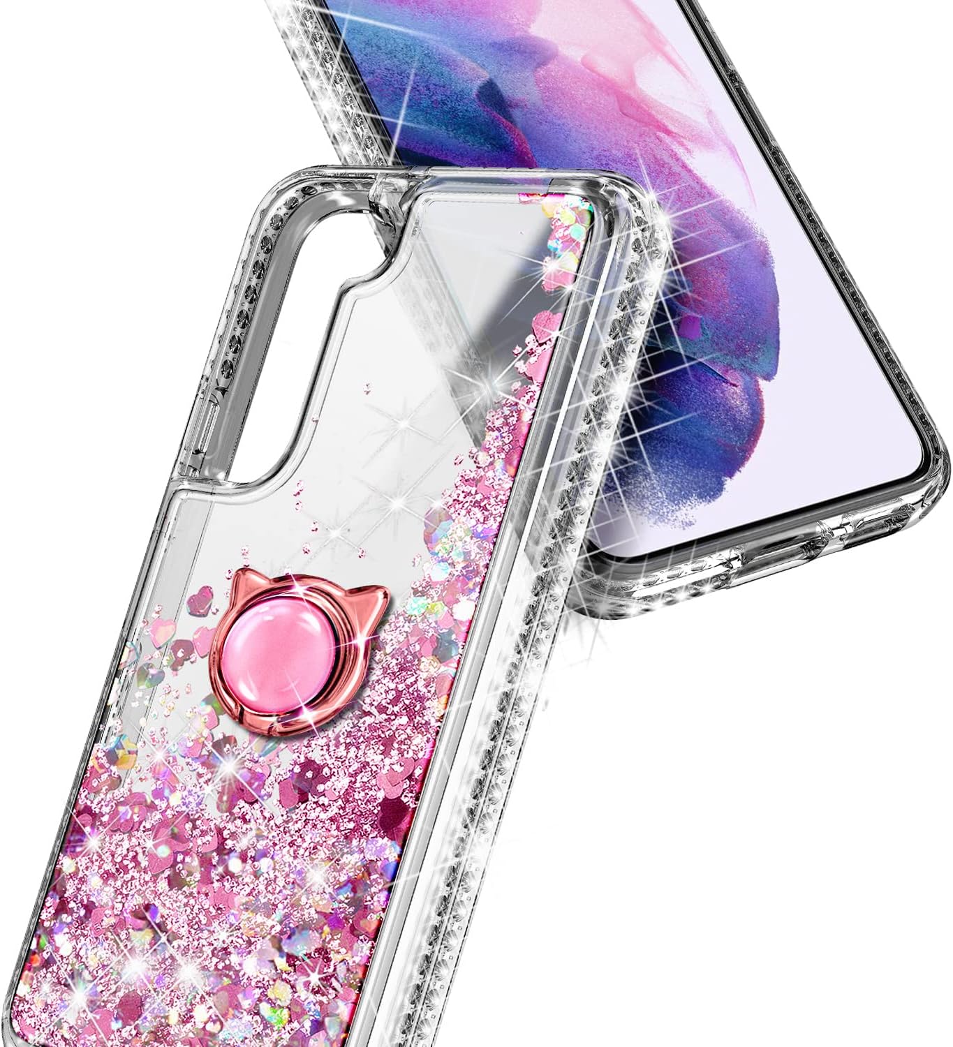 NGB Supremacy Funda para Samsung Galaxy S22 (6.1 pulgadas) con protector de pantalla (cobertura máxima, TPU flexible), soporte de anillocorrea de