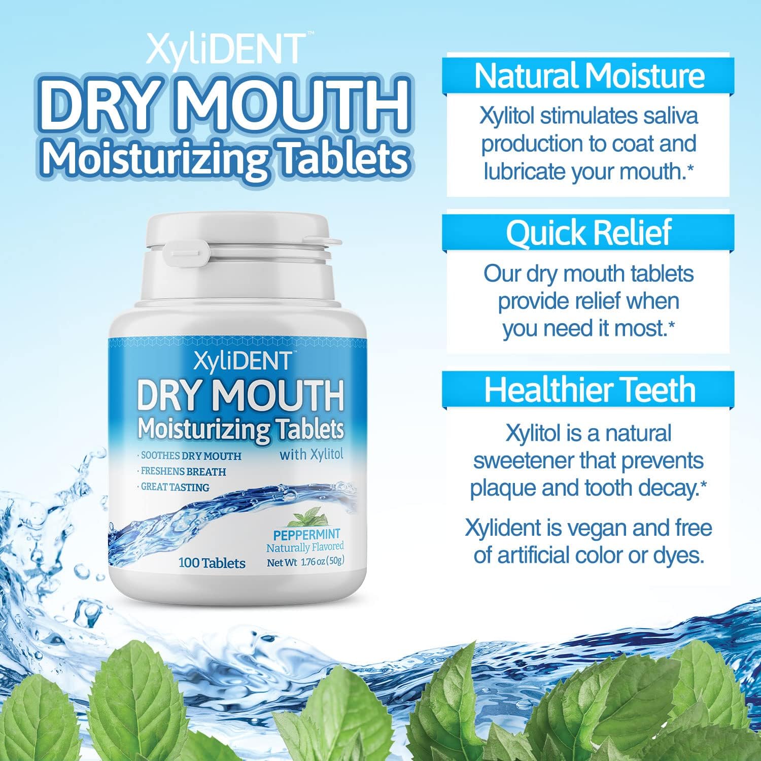 Nature’s Stance XyliDENT – Tabletas de xilitol para alivio de la boca seca, estimula la saliva, refresca el aliento, reduce la producción de ácido,