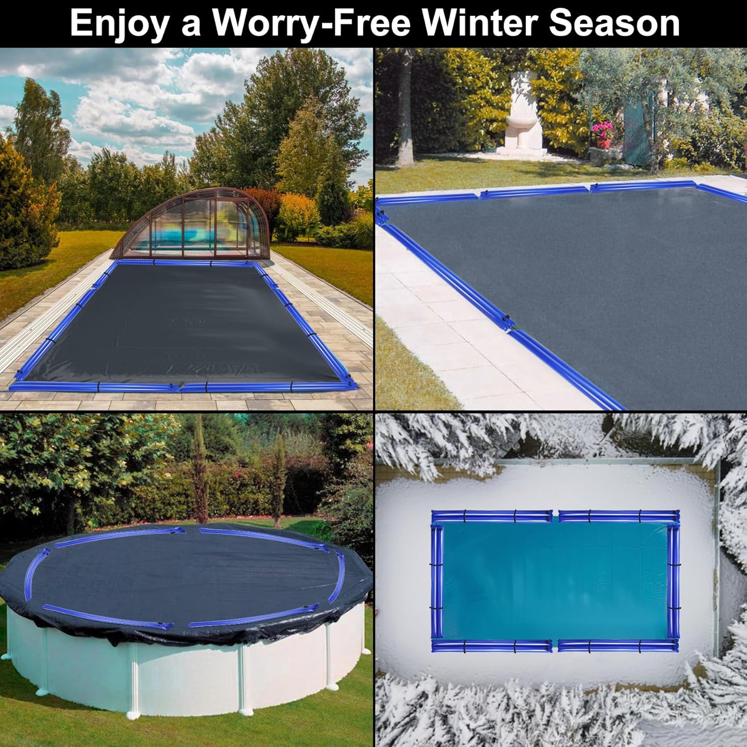 LanPool Bolsas de agua para piscina de doble cámara de 8.5 pies, tubos de agua resistentes  Pesos de cubierta de piscina para cubierta de piscina