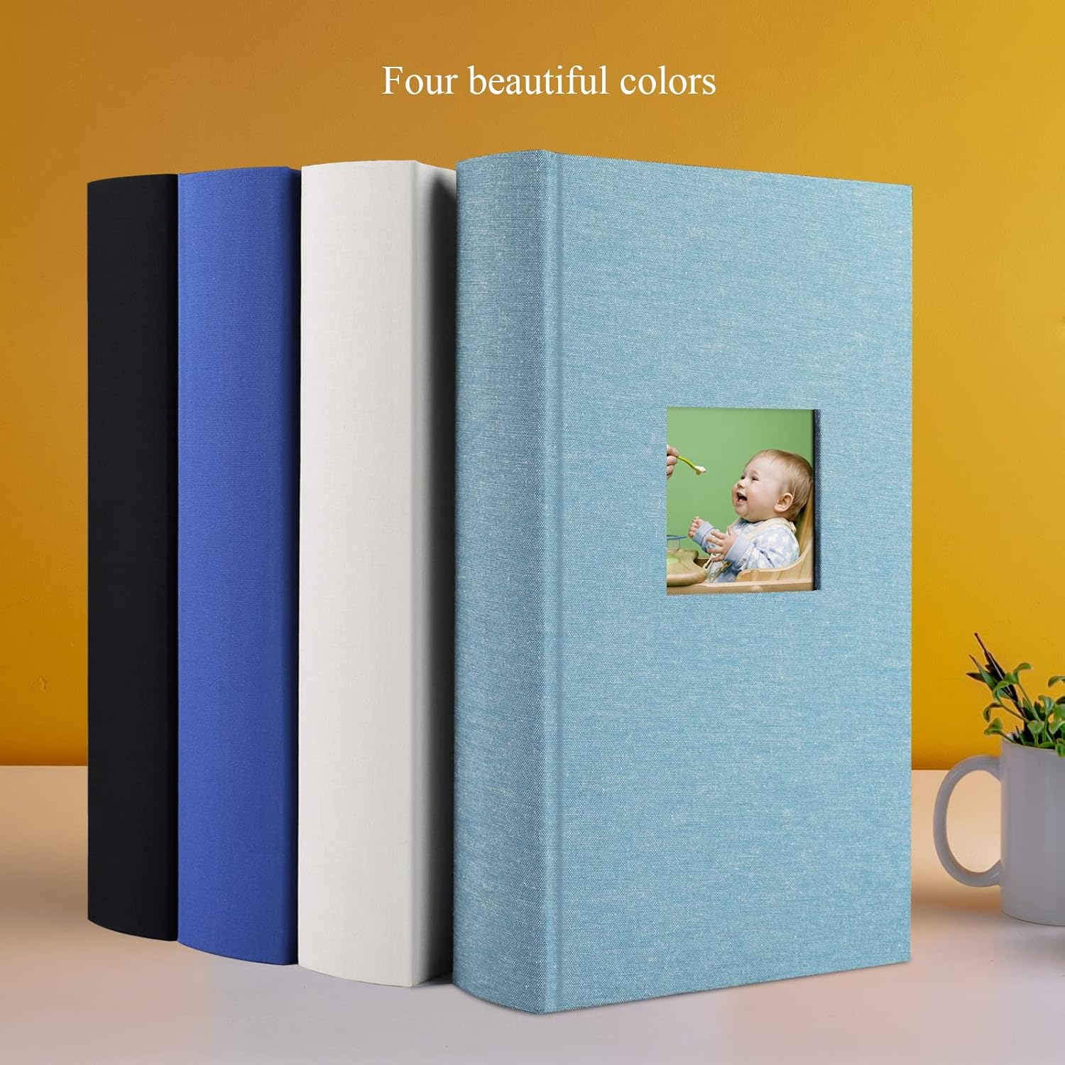 Álbum de fotos de lino de 4 x 6 con capacidad para 408 bolsillos negros deslizantes, cubierta de tela, álbumes de fotos pequeños para boda,