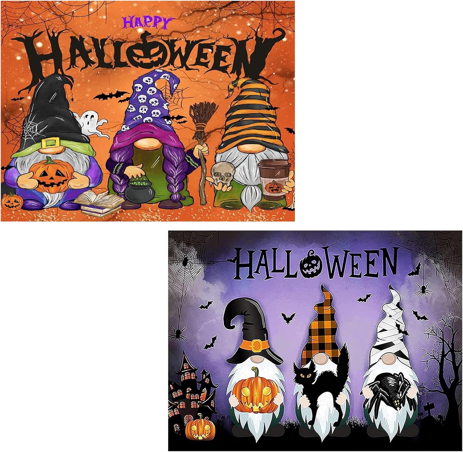 Aestalrcus Paquete de 2 kits de pintura de diamantes de Halloween para adultos, kits de arte de diamantes de Halloween para adultos, kits de arte de