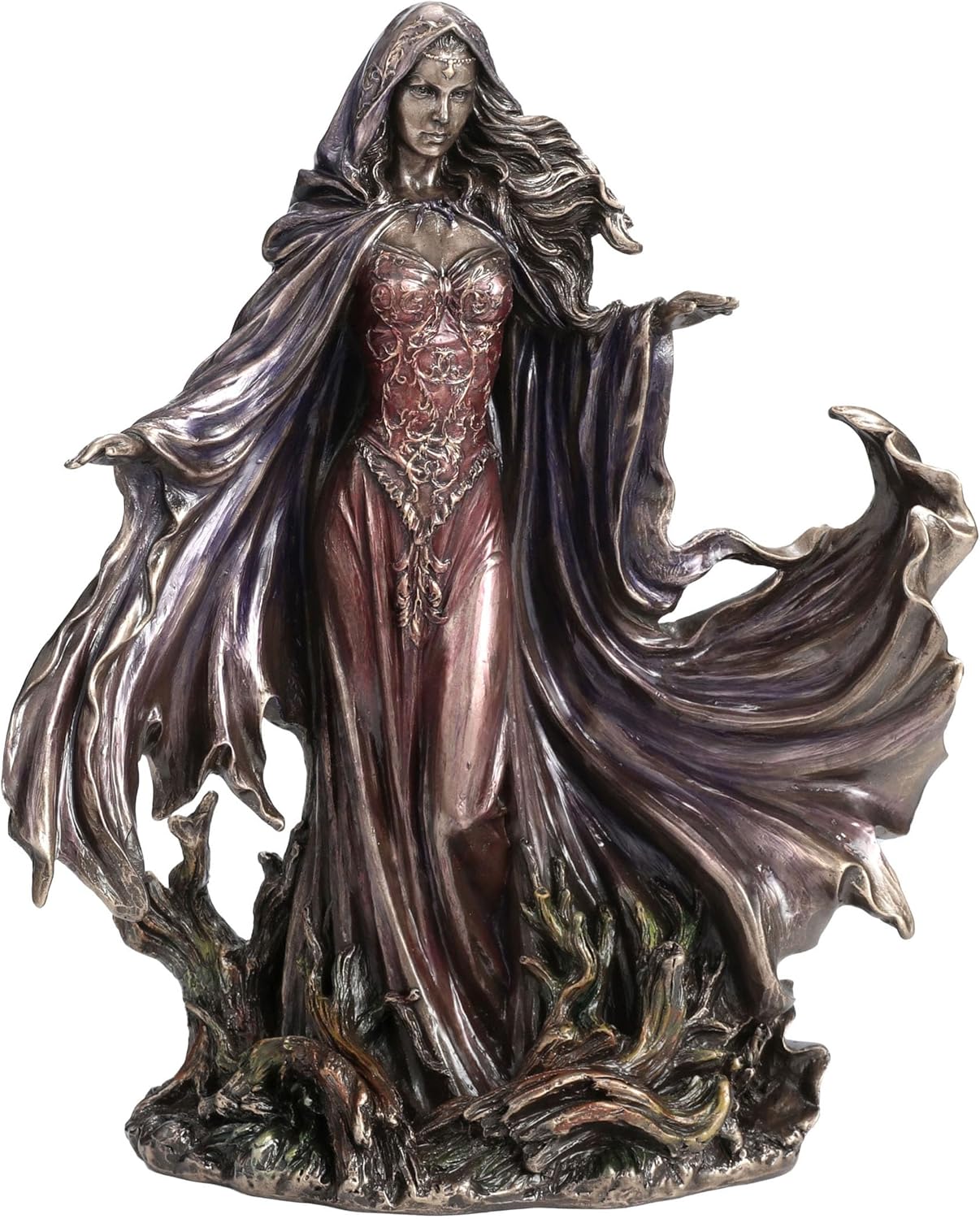 Veronese Design Morgana de 11 14 pulgadas de alto por Monte Moore Escultura de resina fundida en frío con acabado de bronce antiguo