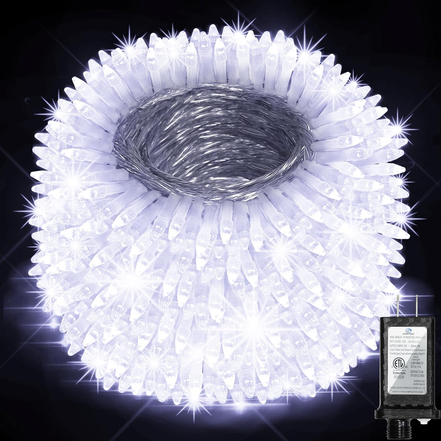 Luces de Navidad para exteriores de 492 pies, 1300 luces LED súper largas, 8 modos de iluminación y memoria de temporizador, cuerdas de luz
