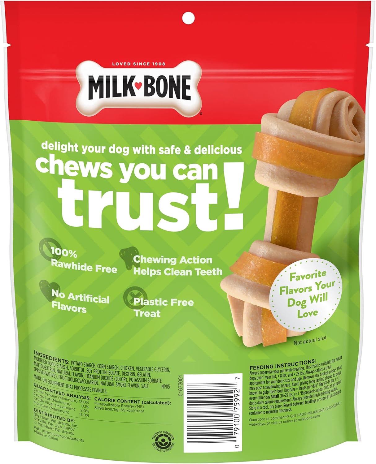 Milk-Bone – Huesos de roer para perros, de larga duración y sin piel cruda