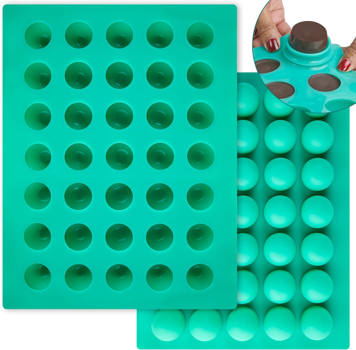 O’crème – Moldes de silicona de trufa, molde redondo de silicona, uso comercial y no comercial, moldes esféricos para trufas de chocolate, ganache,